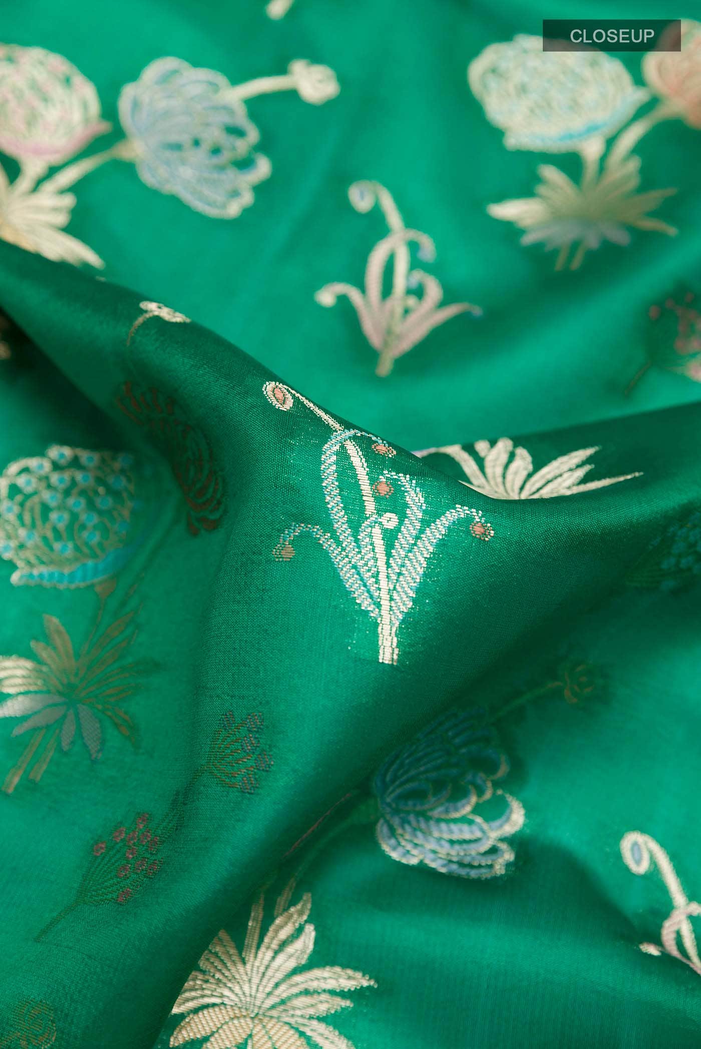 Green Banarasi Tussar Silk Saree