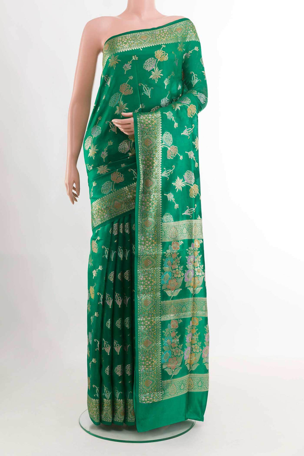 Green Banarasi Tussar Silk Saree