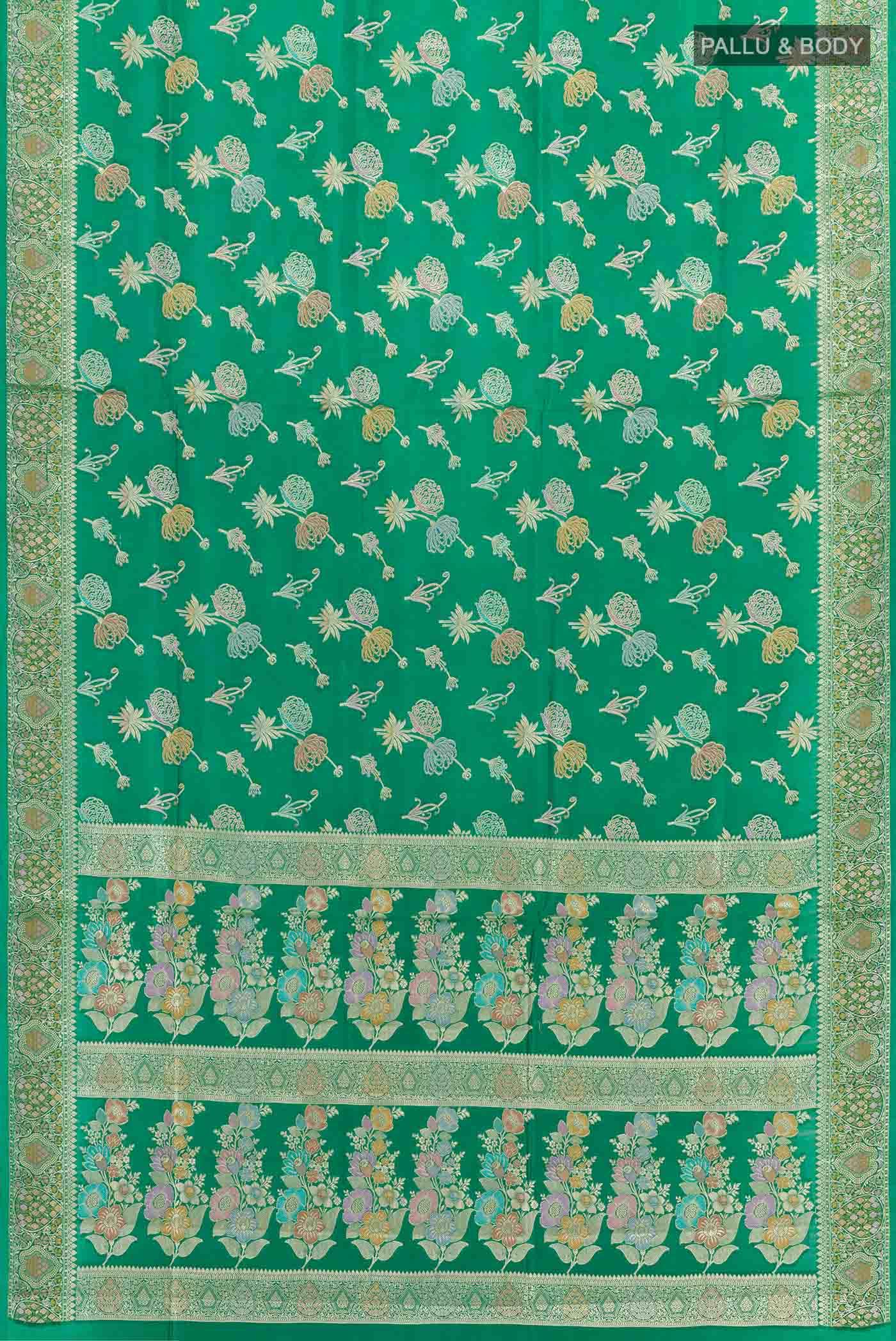 Green Banarasi Tussar Silk Saree