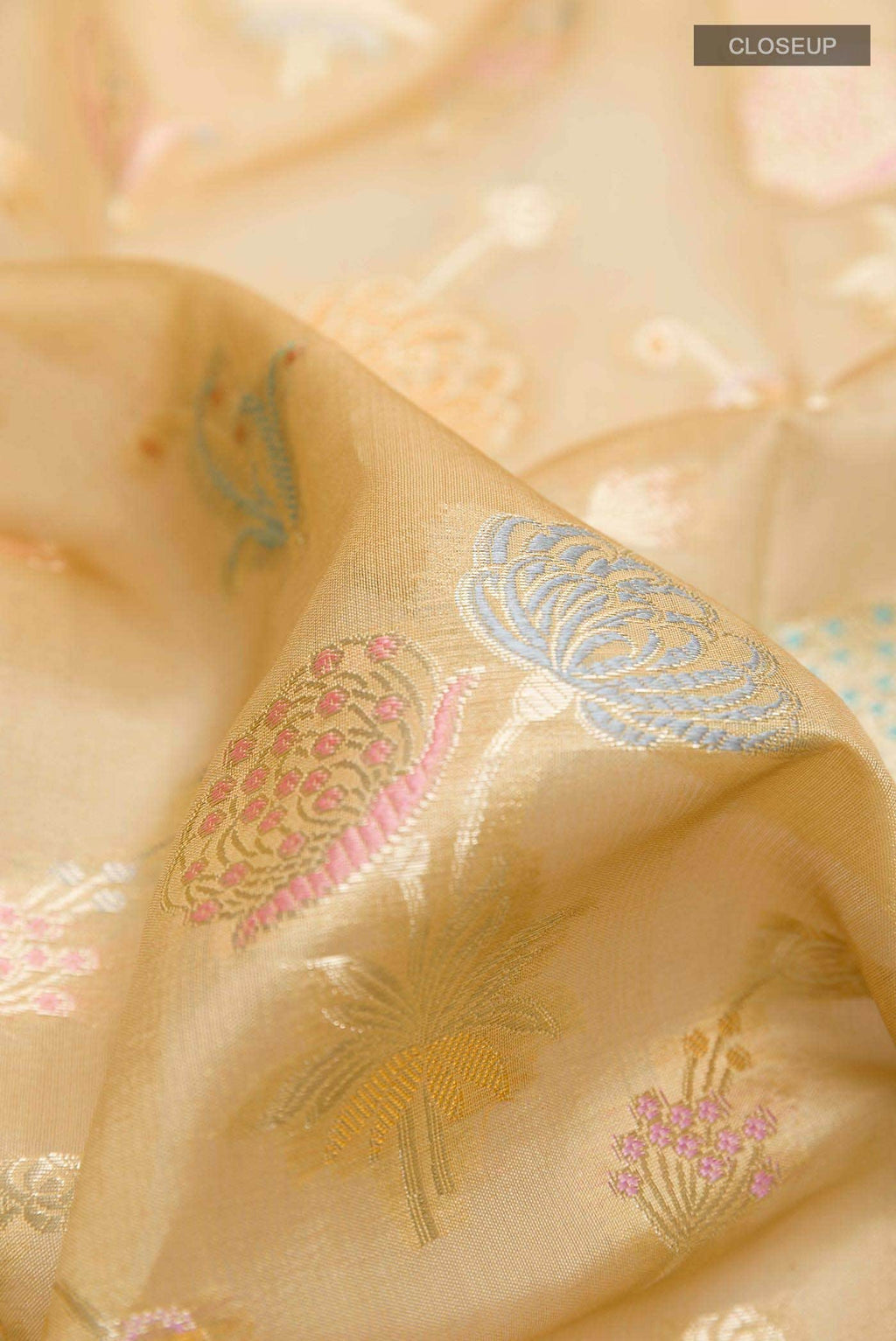 Gold Banarasi Tussar Silk Saree