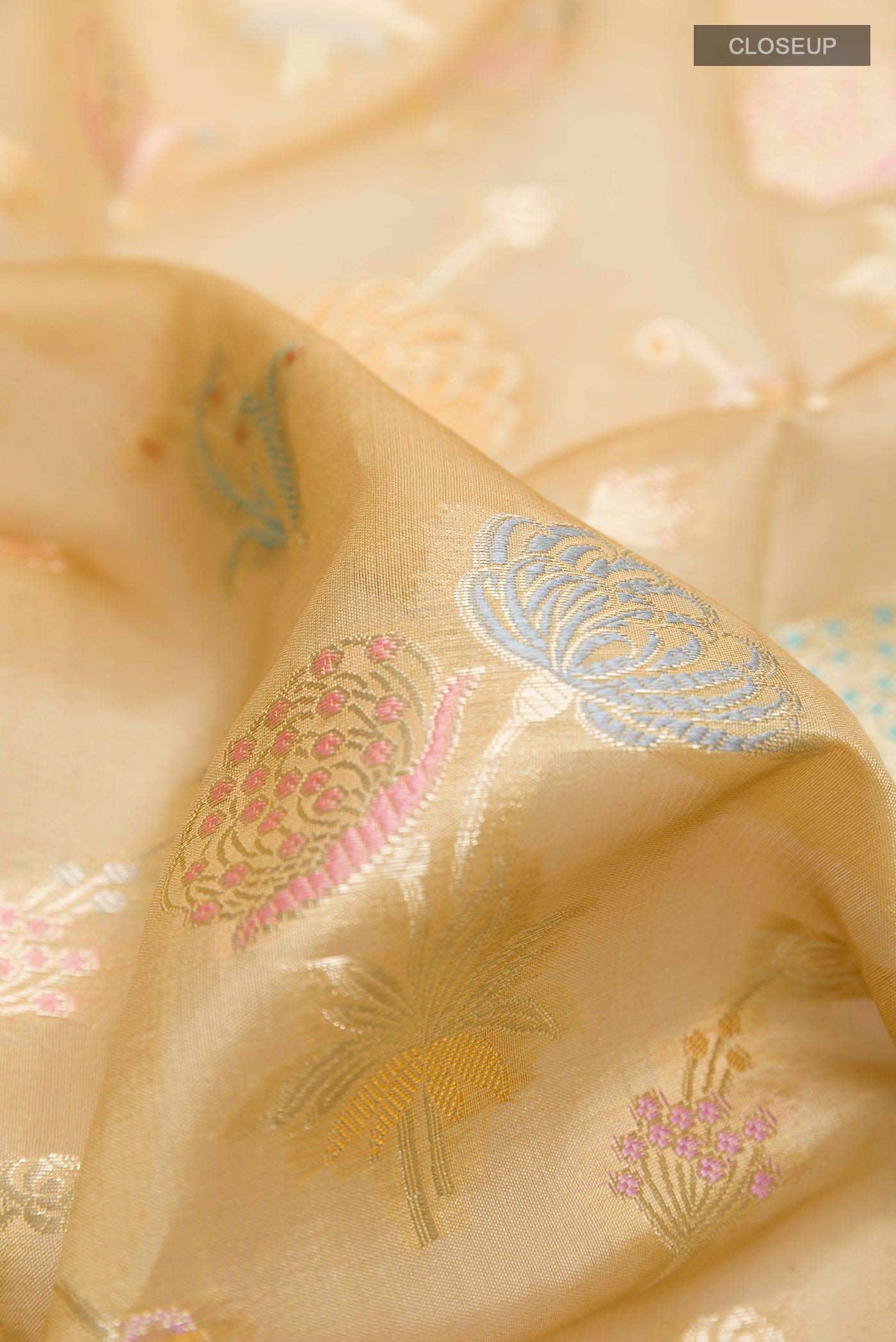 Gold Banarasi Tussar Silk Saree