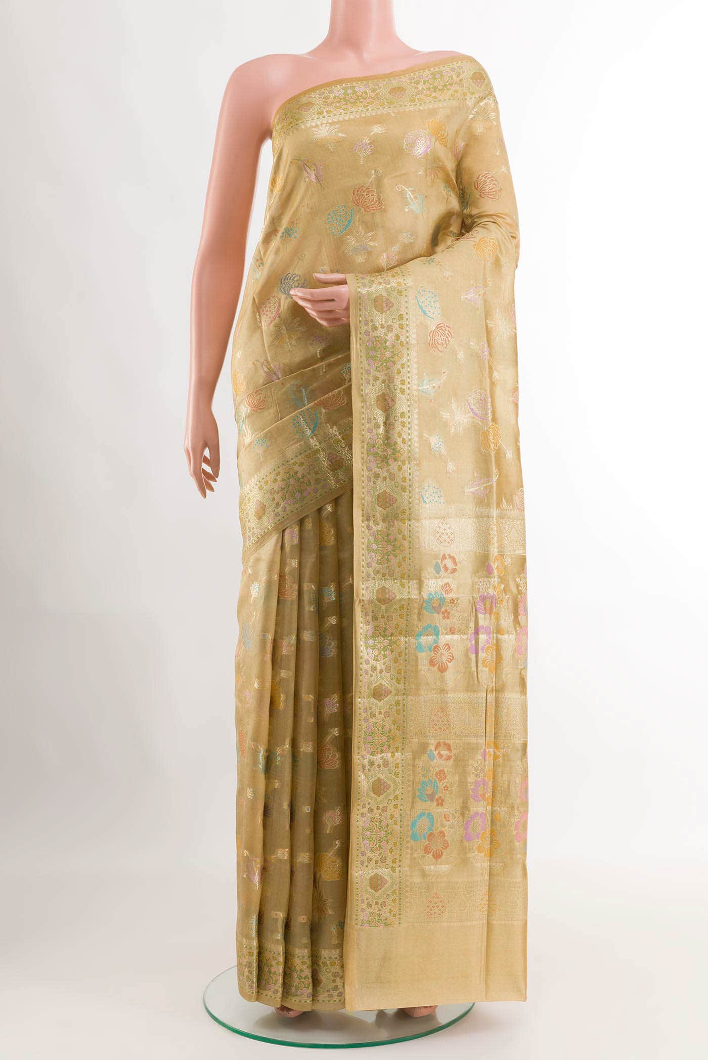 Gold Banarasi Tussar Silk Saree