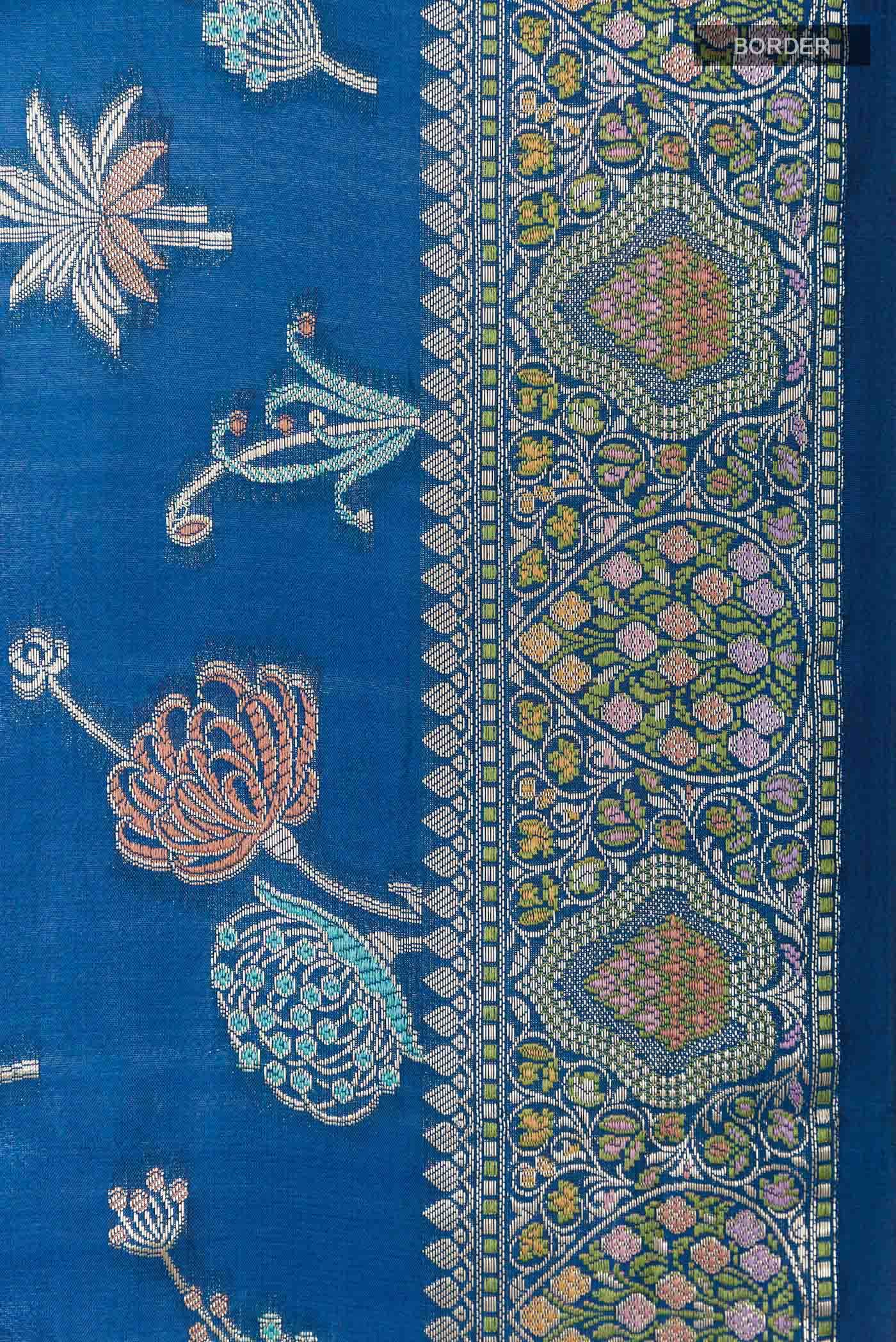 Blue Banarasi Tussar Silk Saree