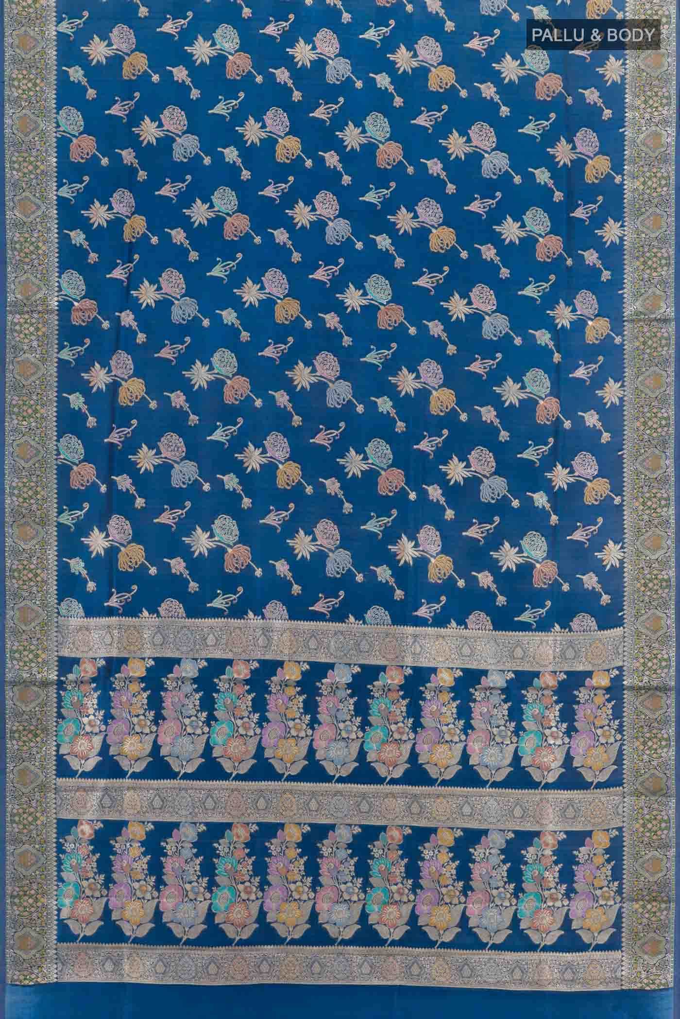Blue Banarasi Tussar Silk Saree