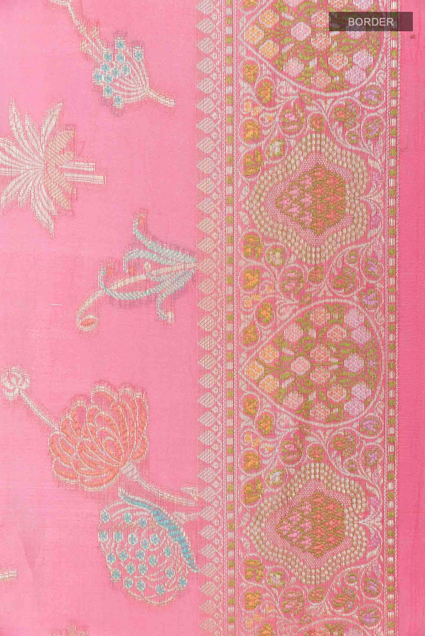 Pink Banarasi Tussar Silk Saree