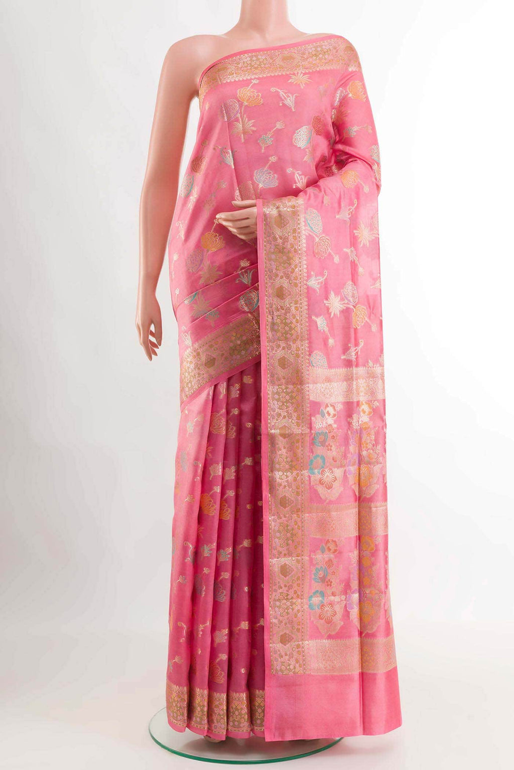 Pink Banarasi Tussar Silk Saree