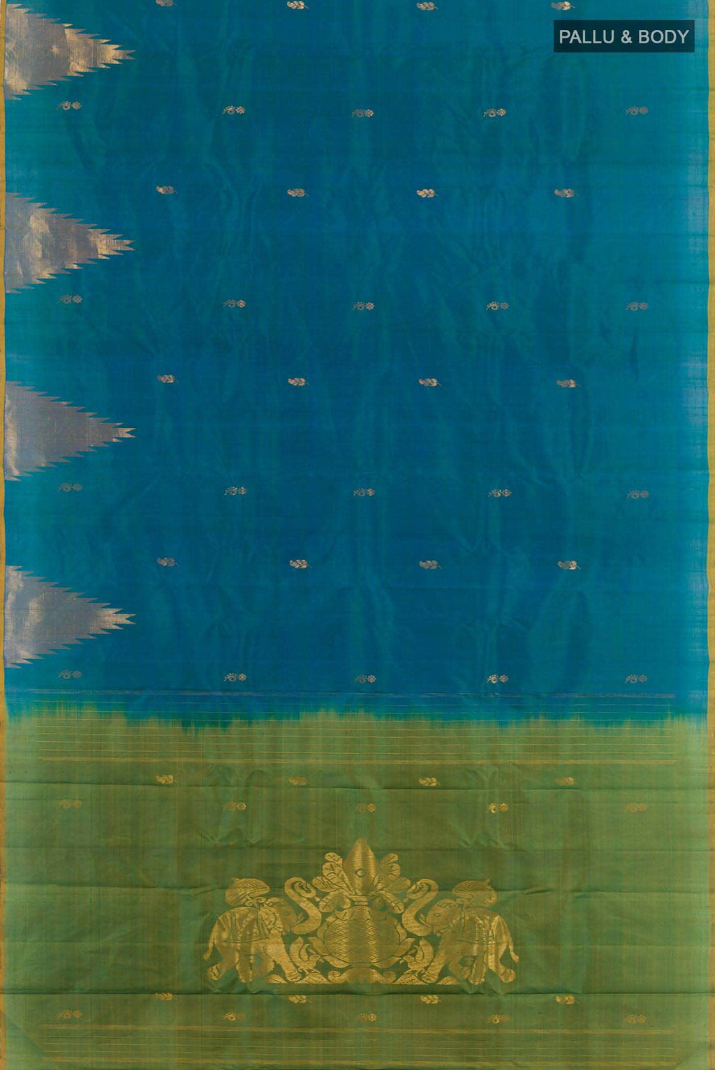 Peacock Blue Dual Tone Kanchipuram Silk Saree