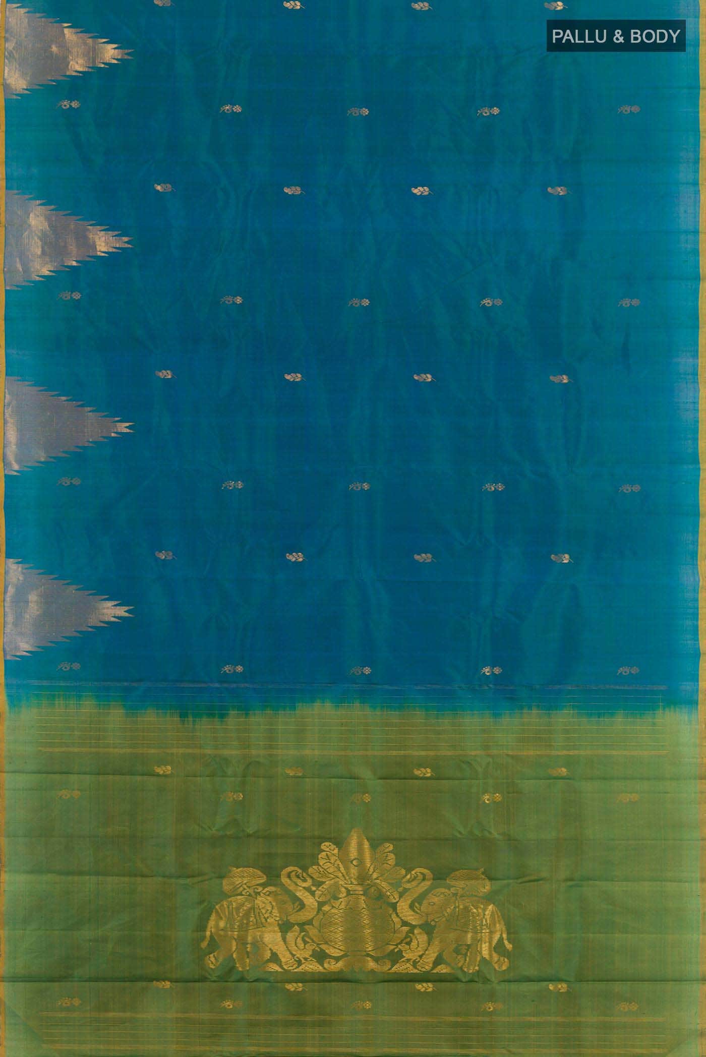 Peacock Blue Dual Tone Kanchipuram Silk Saree