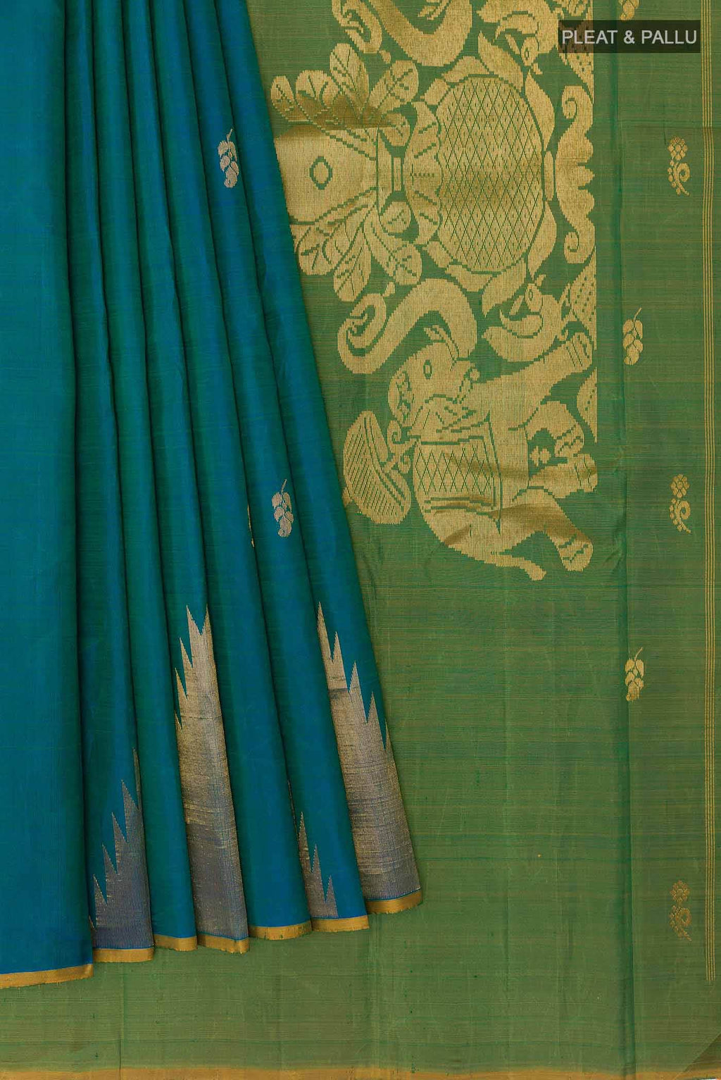 Peacock Blue Dual Tone Kanchipuram Silk Saree