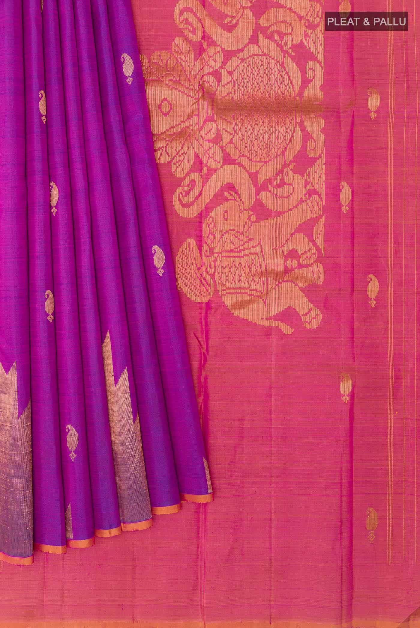 Purple Dual Tone Kanchipuram Silk Saree