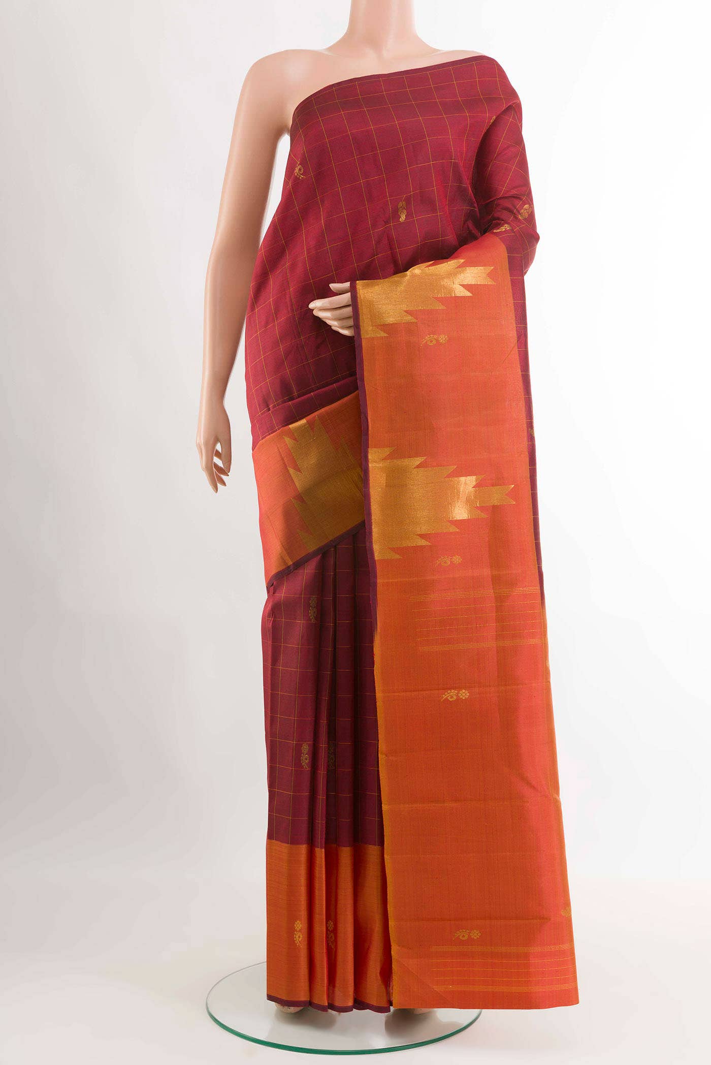 Maroon Kanchipuram Silk Saree