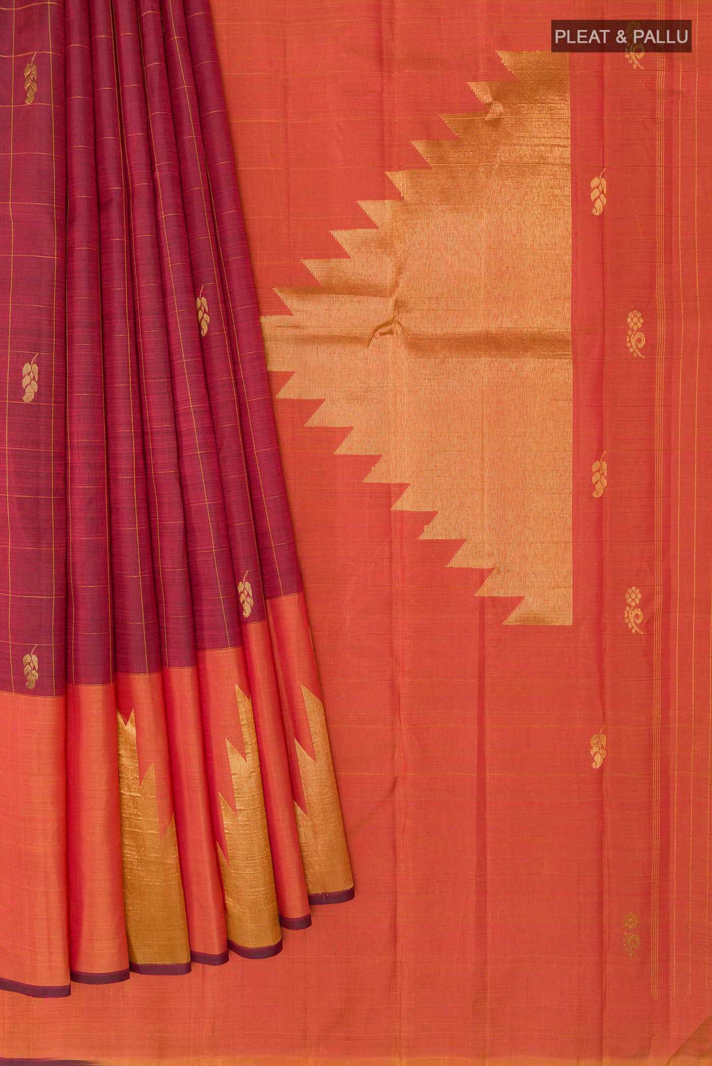 Maroon Kanchipuram Silk Saree