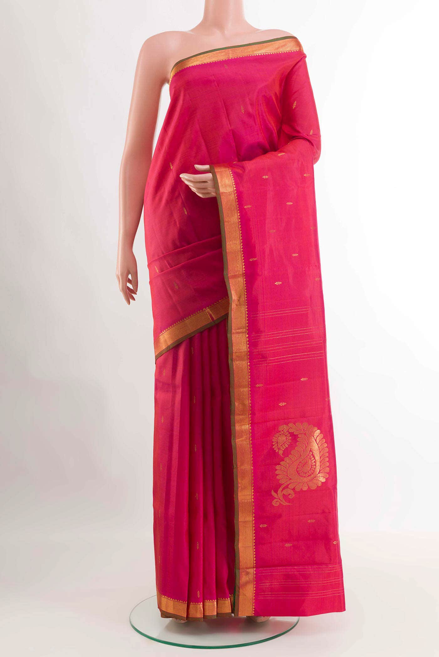 Pink Dual Tone Kanchipuram Silk Saree