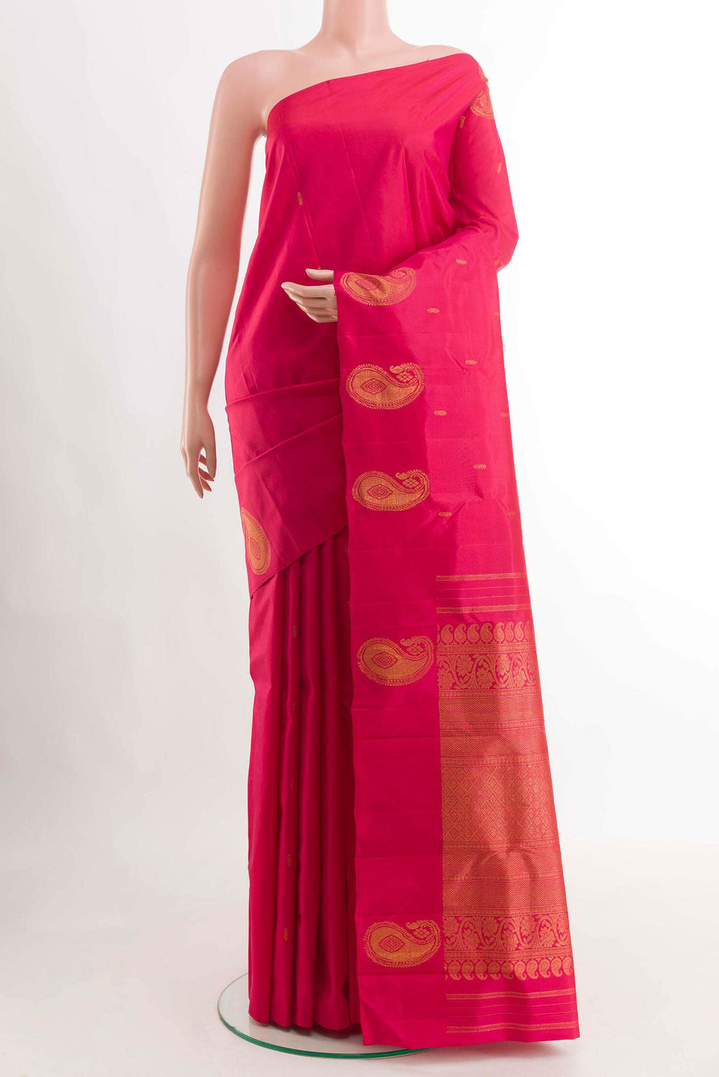 Dark Pink Kanchipuram Silk Saree