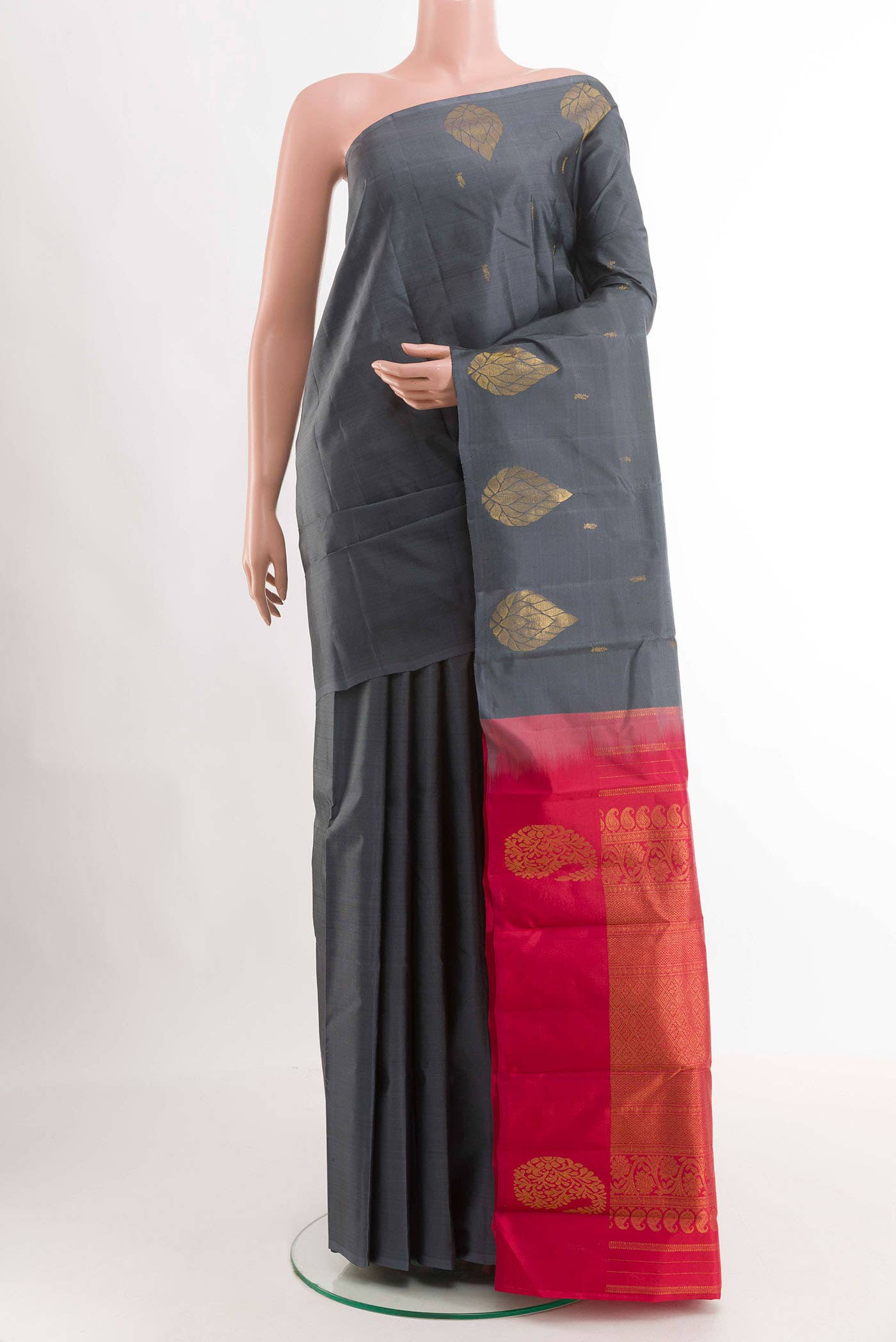 Grey Kanchipuram Silk Saree