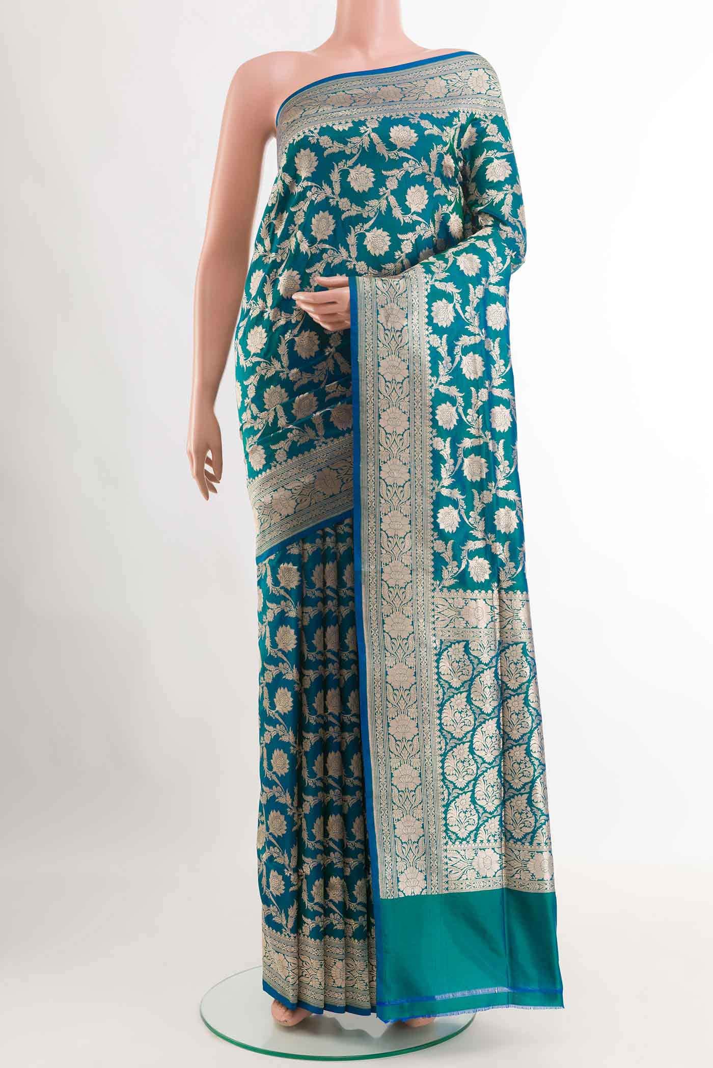Peacock Blue Banarasi Silk Saree