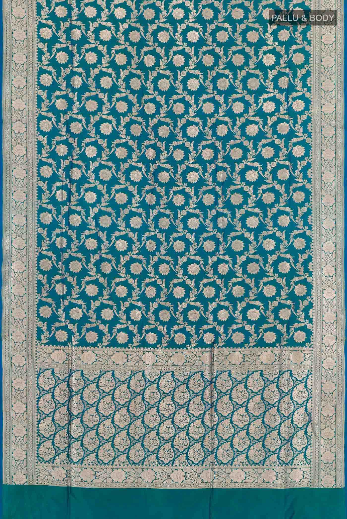 Peacock Blue Banarasi Silk Saree