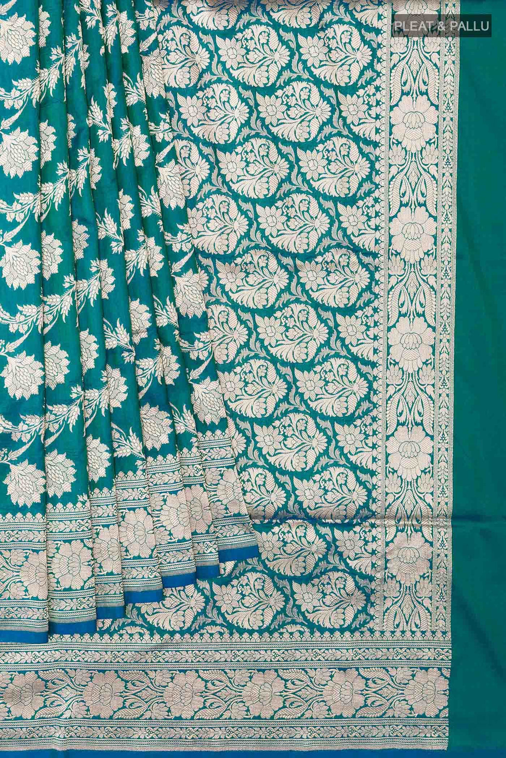 Peacock Blue Banarasi Silk Saree