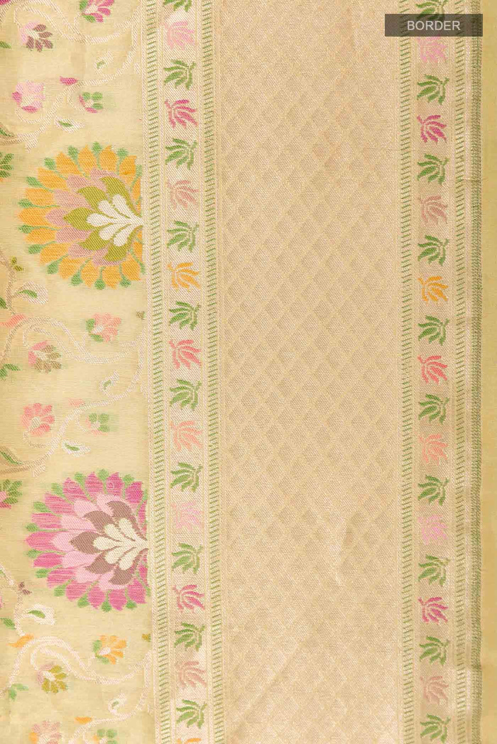 Cream Banarasi Silk Saree