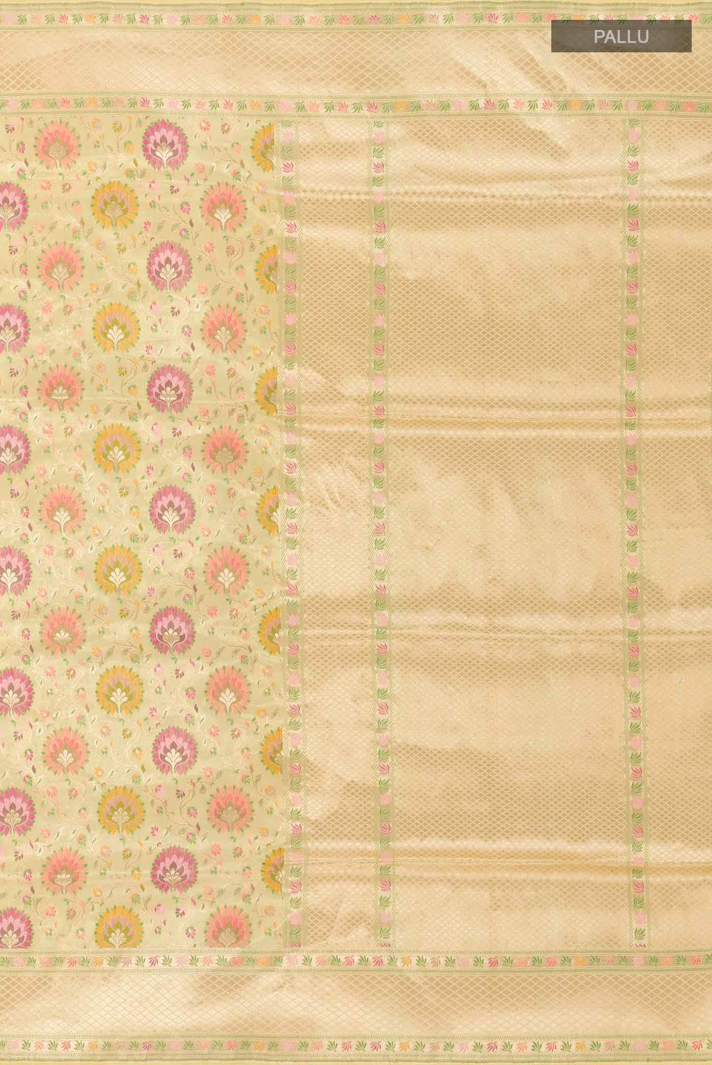 Cream Banarasi Silk Saree