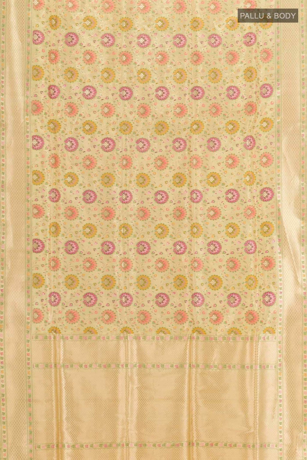 Cream Banarasi Silk Saree