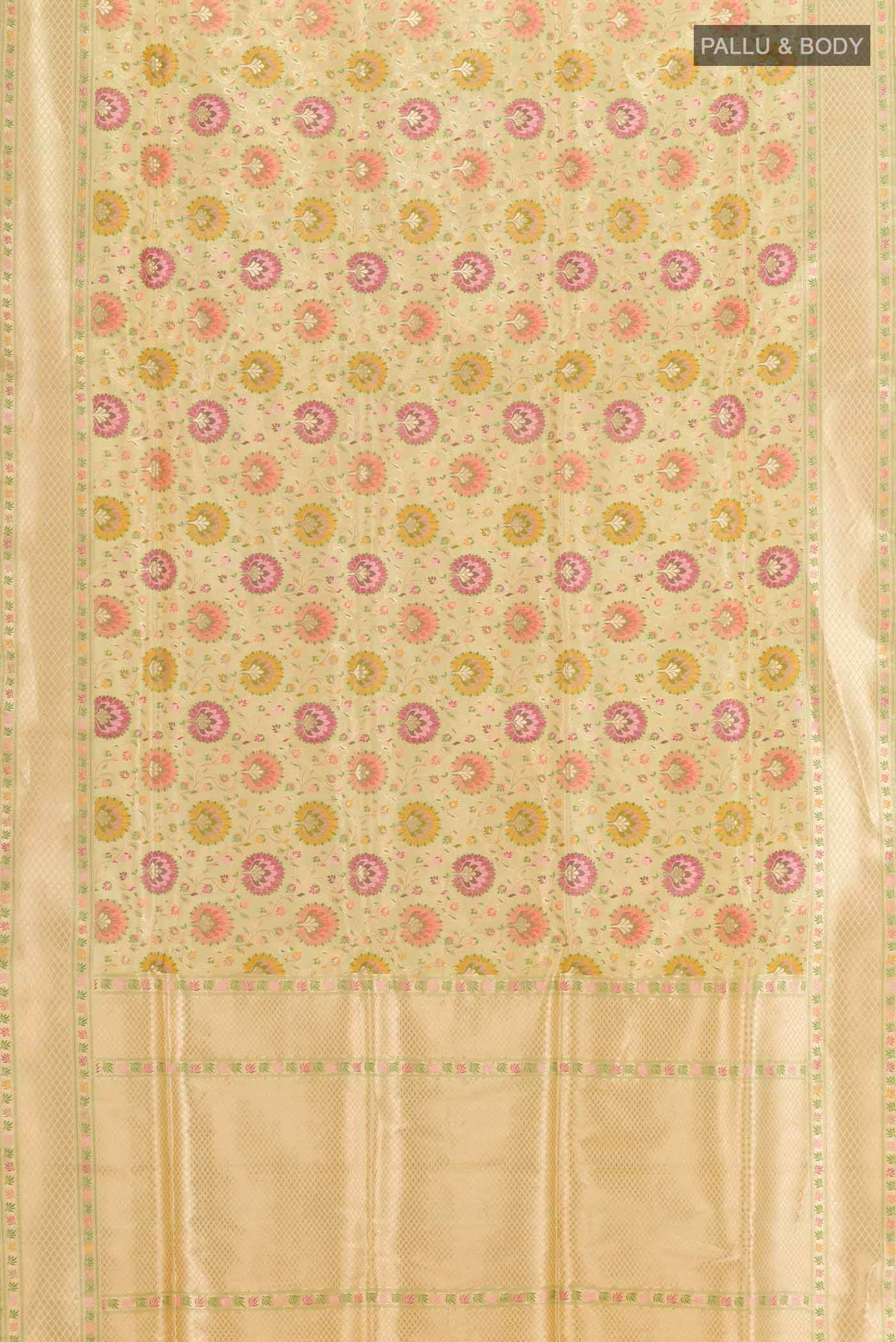 Cream Banarasi Silk Saree