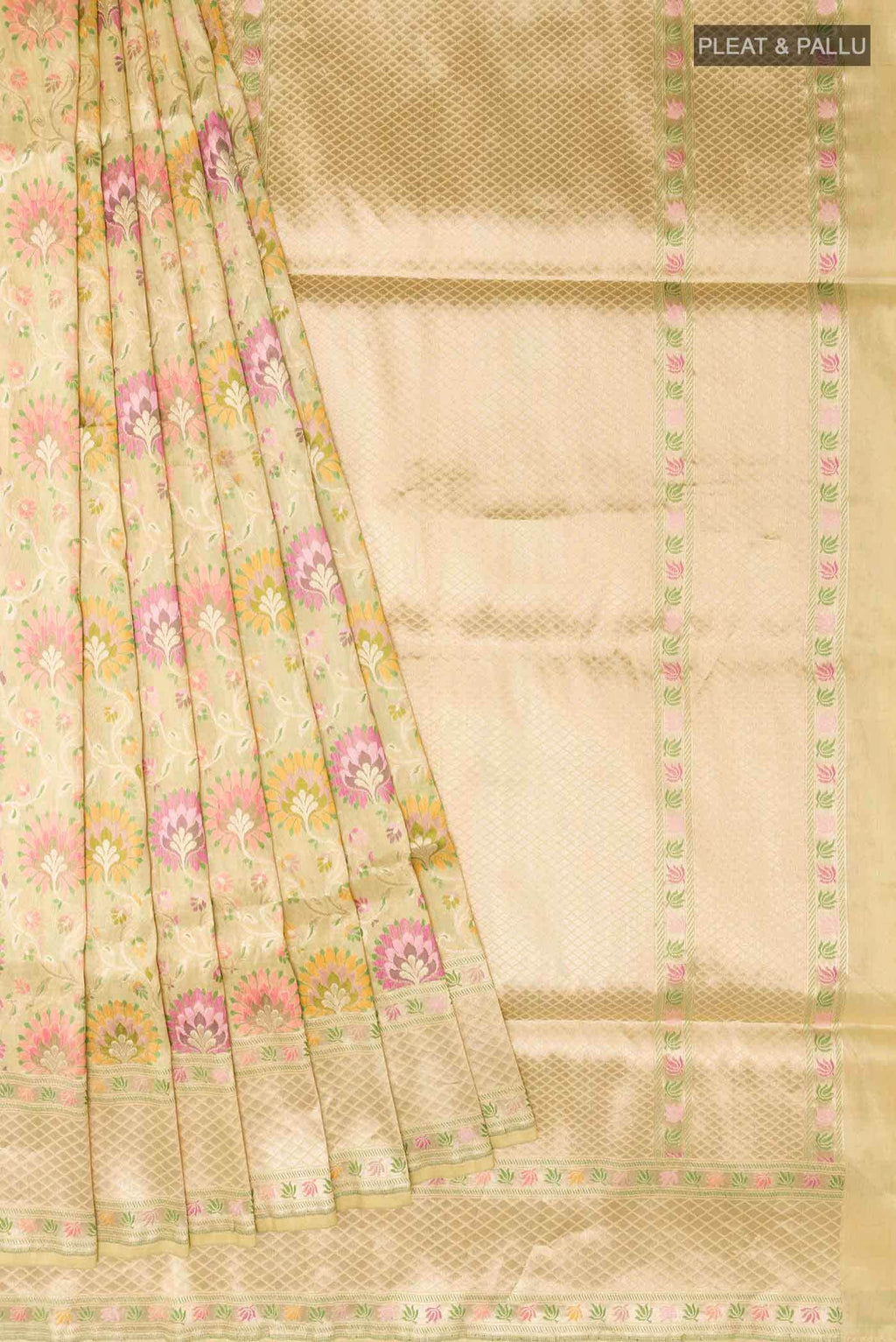 Cream Banarasi Silk Saree