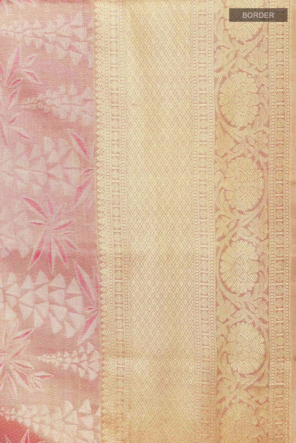 Golden Peach Dual Tone Kanchipuram Tissue Silk Saree