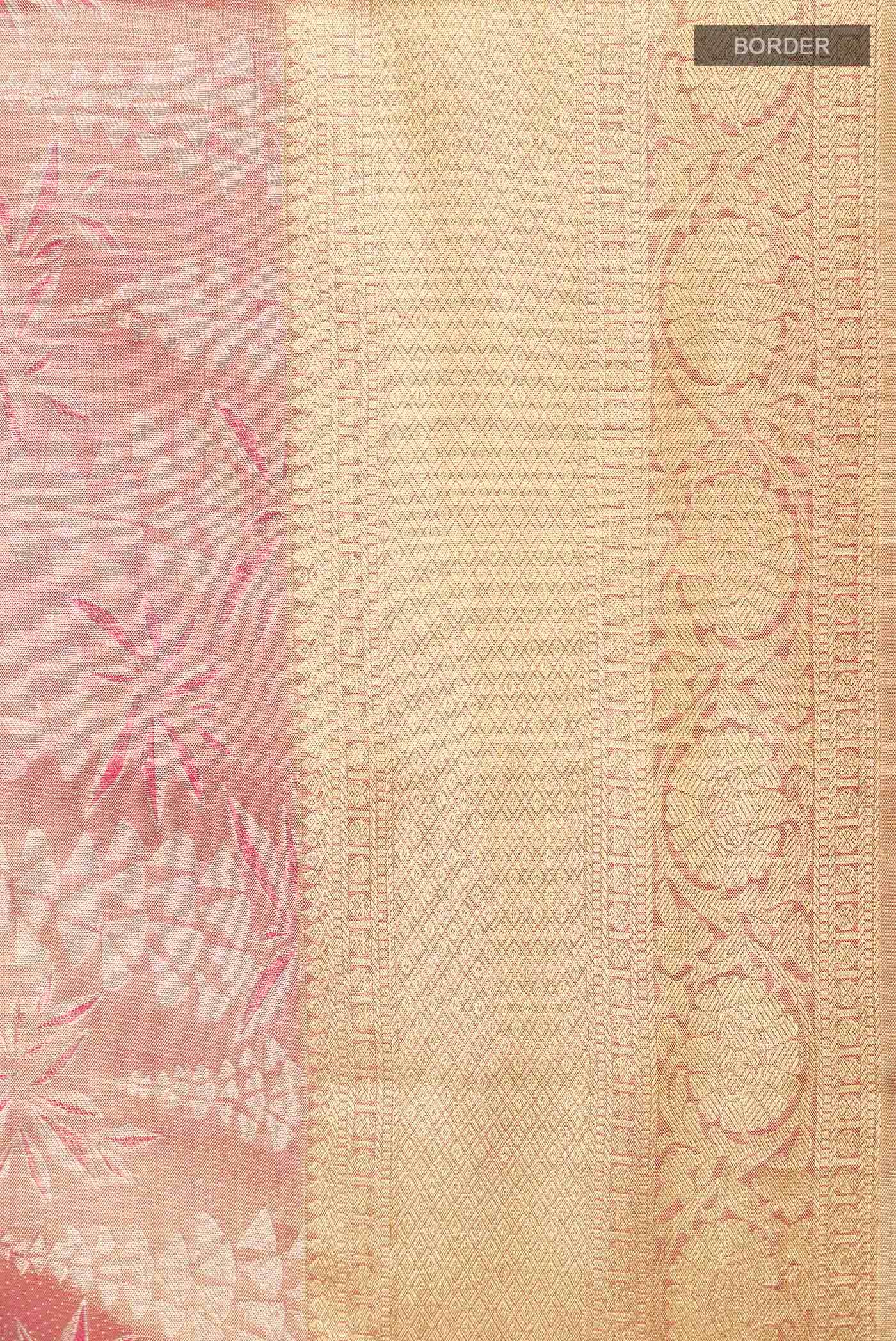 Golden Peach Dual Tone Kanchipuram Tissue Silk Saree