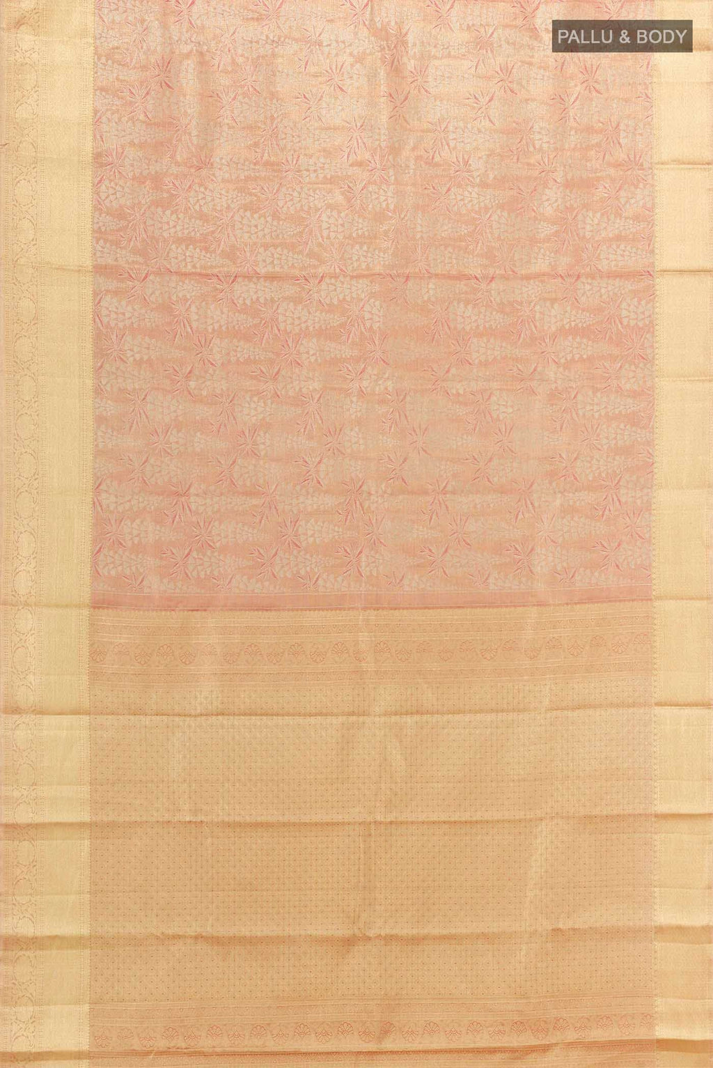 Golden Peach Dual Tone Kanchipuram Tissue Silk Saree