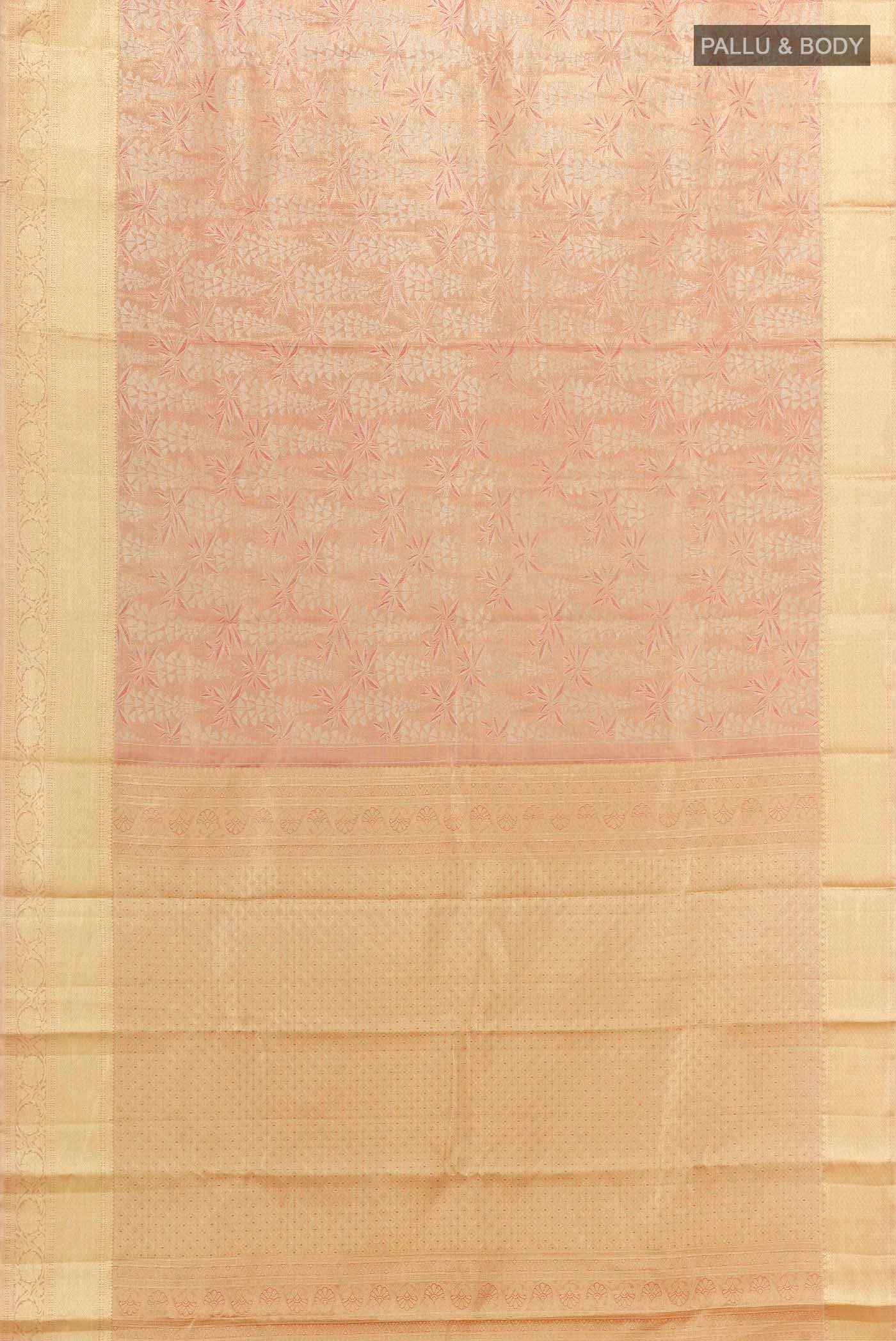 Golden Peach Dual Tone Kanchipuram Tissue Silk Saree