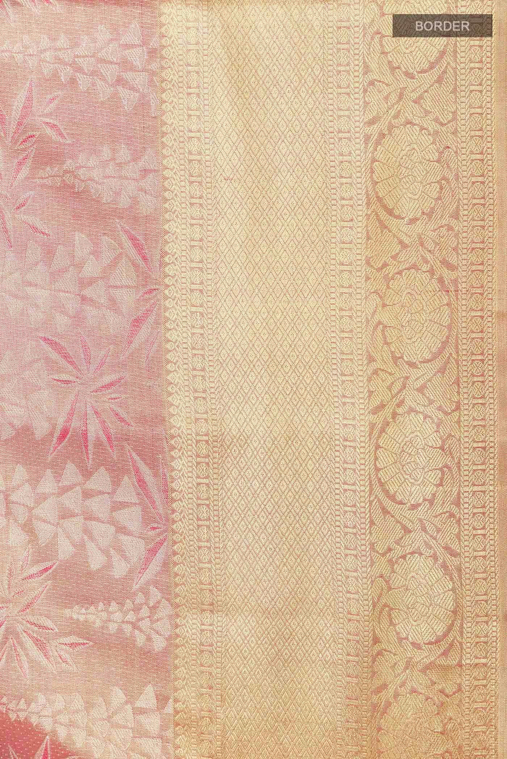 Golden Peach Dual Tone Kanchipuram Tissue Silk Saree