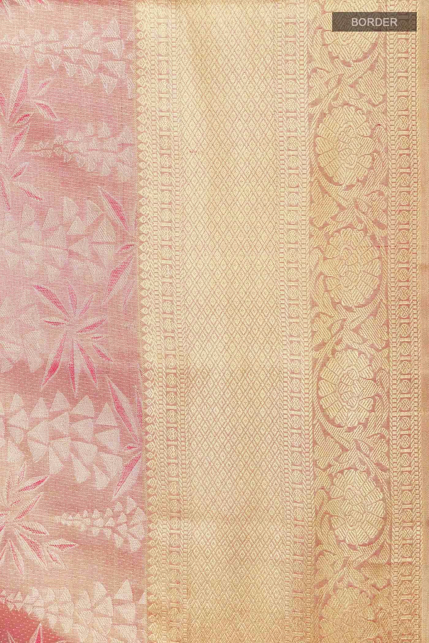 Golden Peach Dual Tone Kanchipuram Tissue Silk Saree
