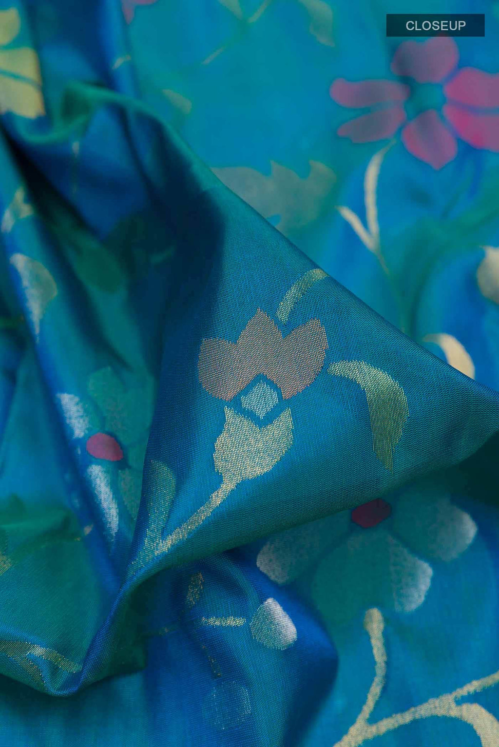 Peacock Blue Uppada Silk Saree