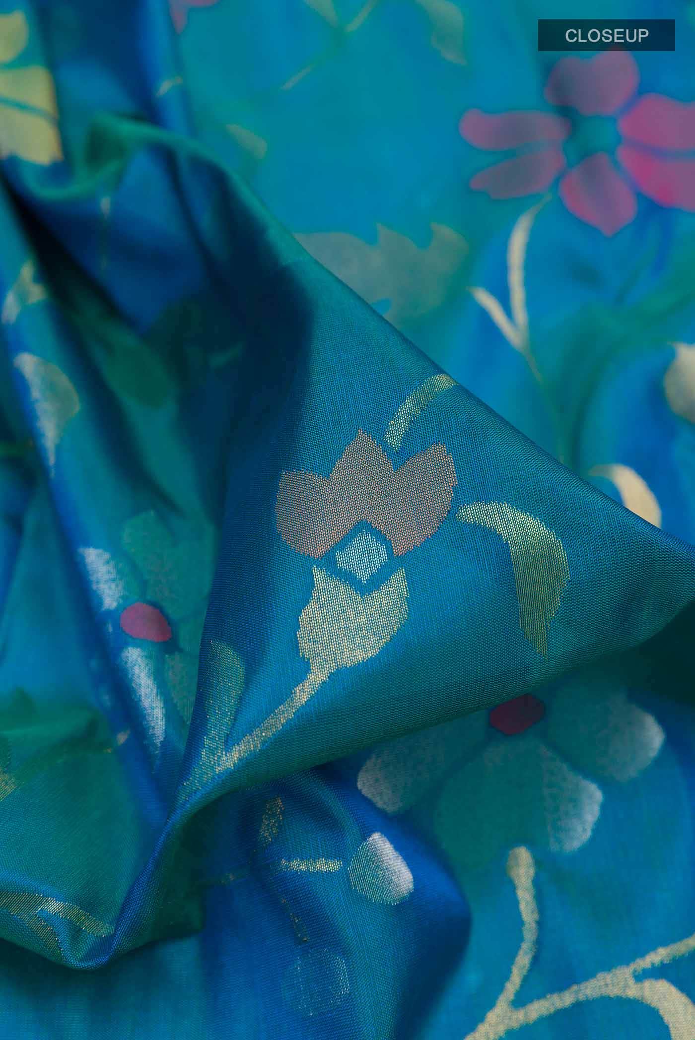 Peacock Blue Uppada Silk Saree