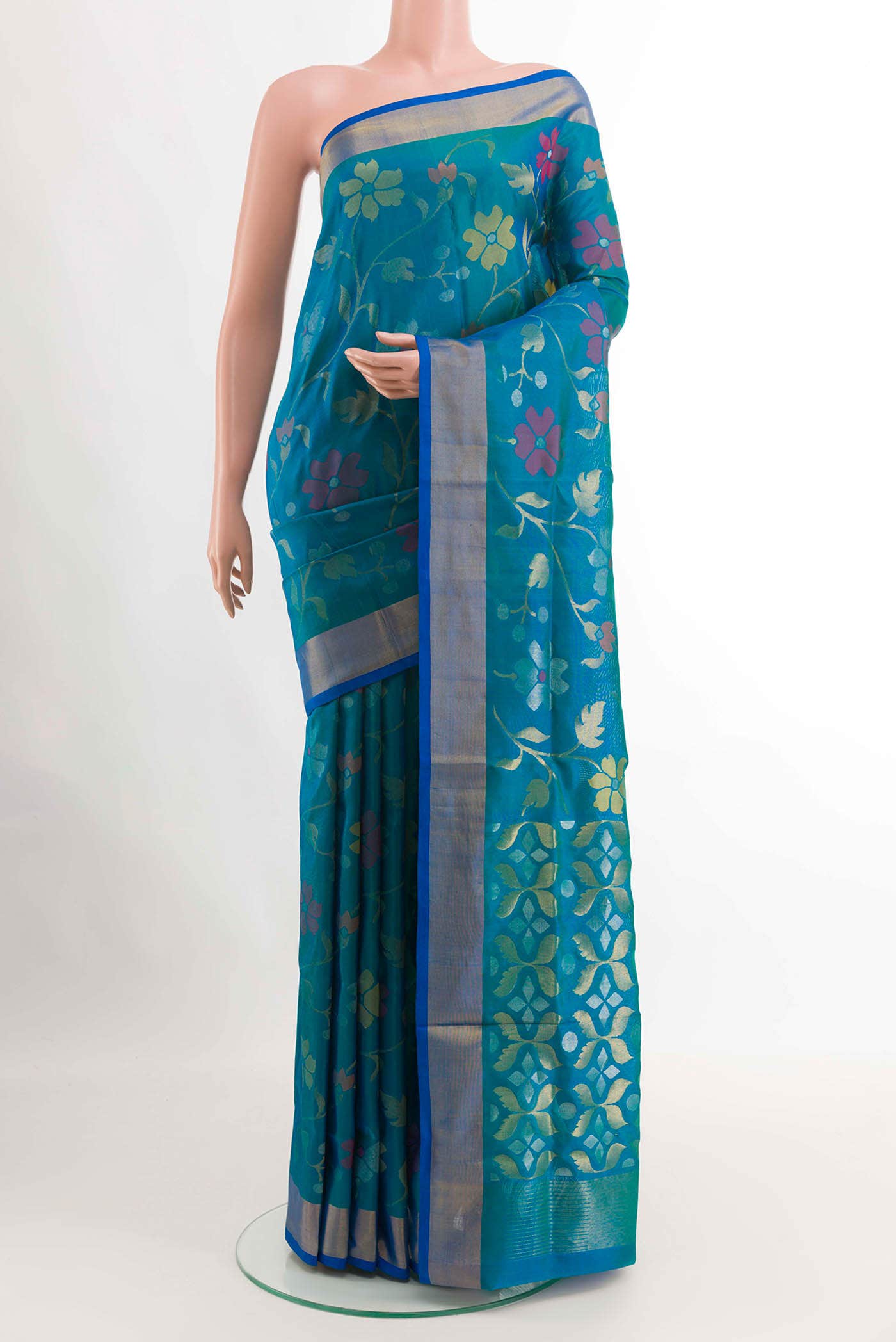 Peacock Blue Uppada Silk Saree