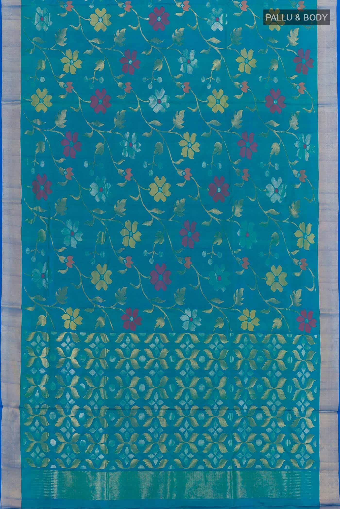 Peacock Blue Uppada Silk Saree