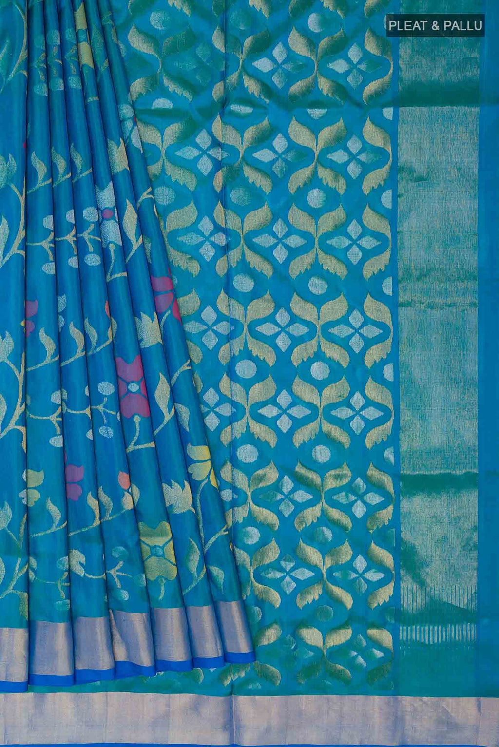 Peacock Blue Uppada Silk Saree