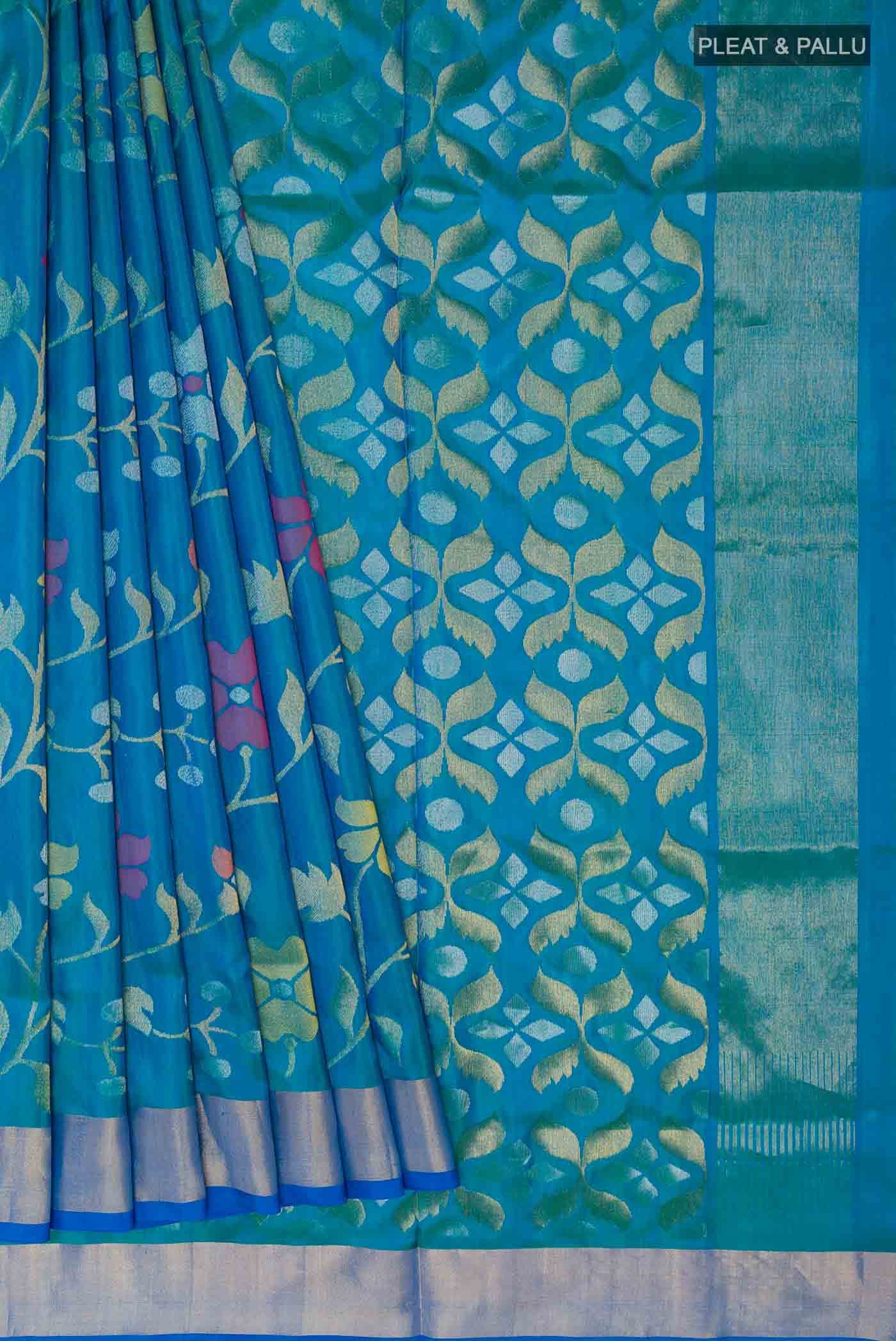 Peacock Blue Uppada Silk Saree