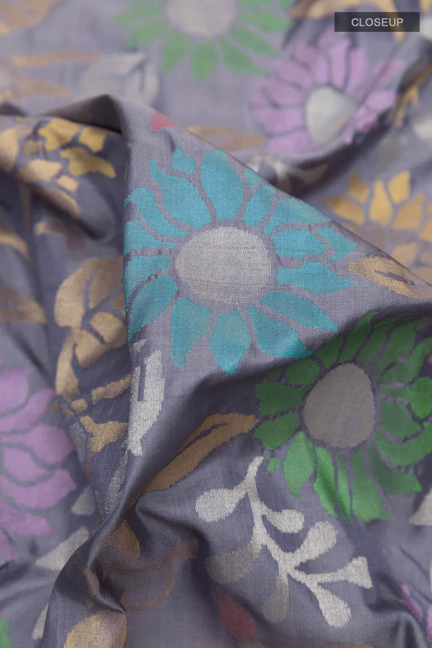 Grey Uppada Silk Saree