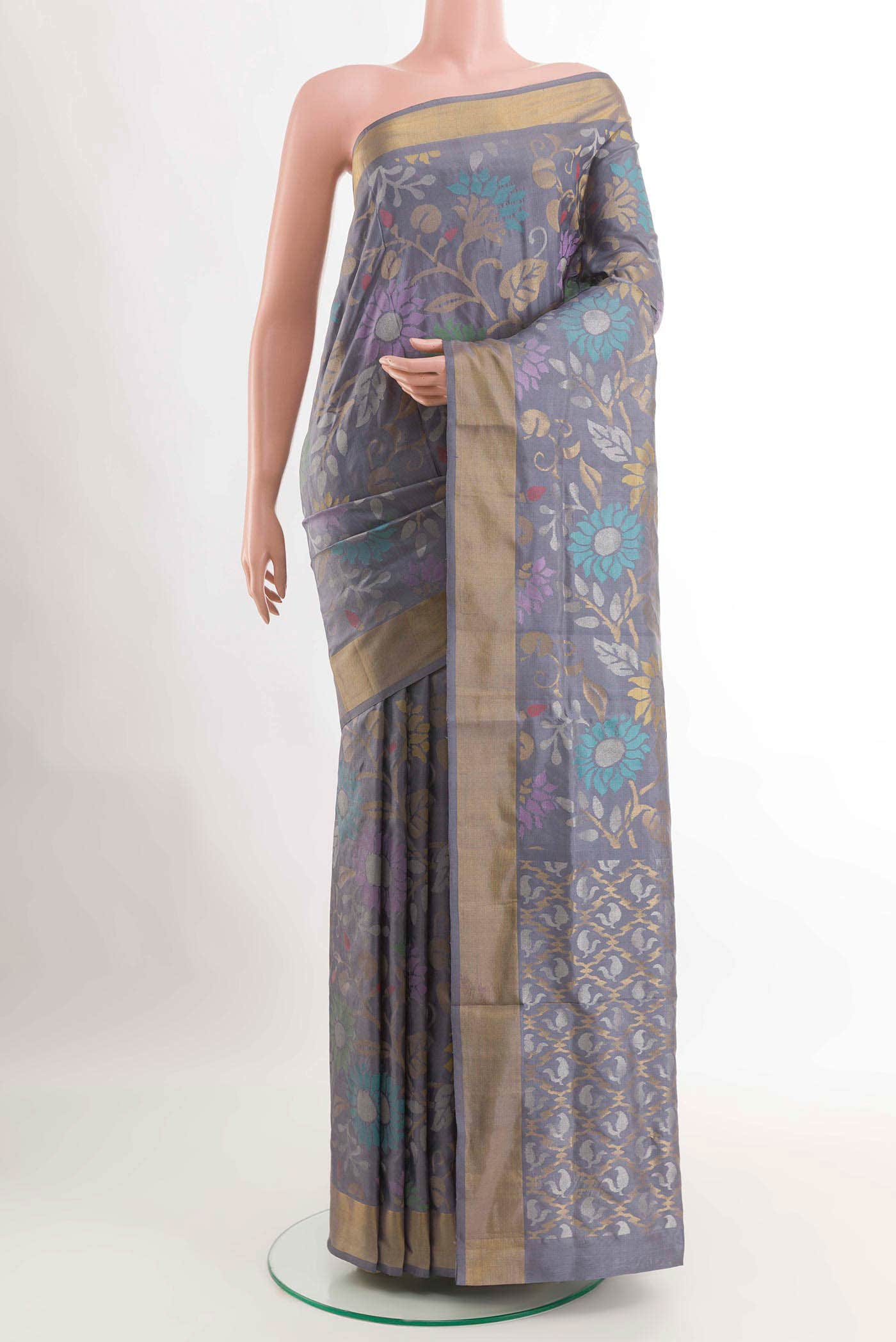 Grey Uppada Silk Saree