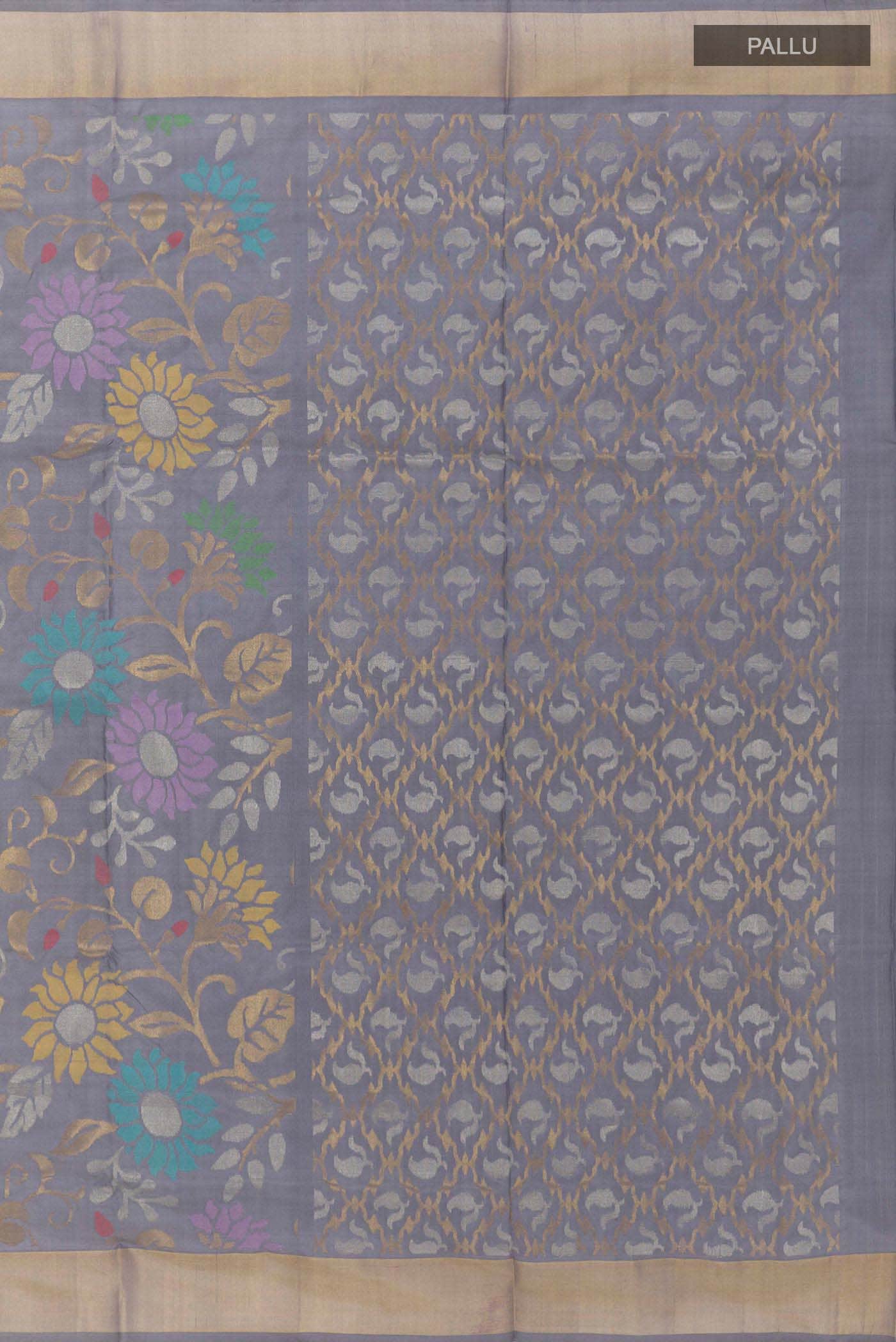 Grey Uppada Silk Saree
