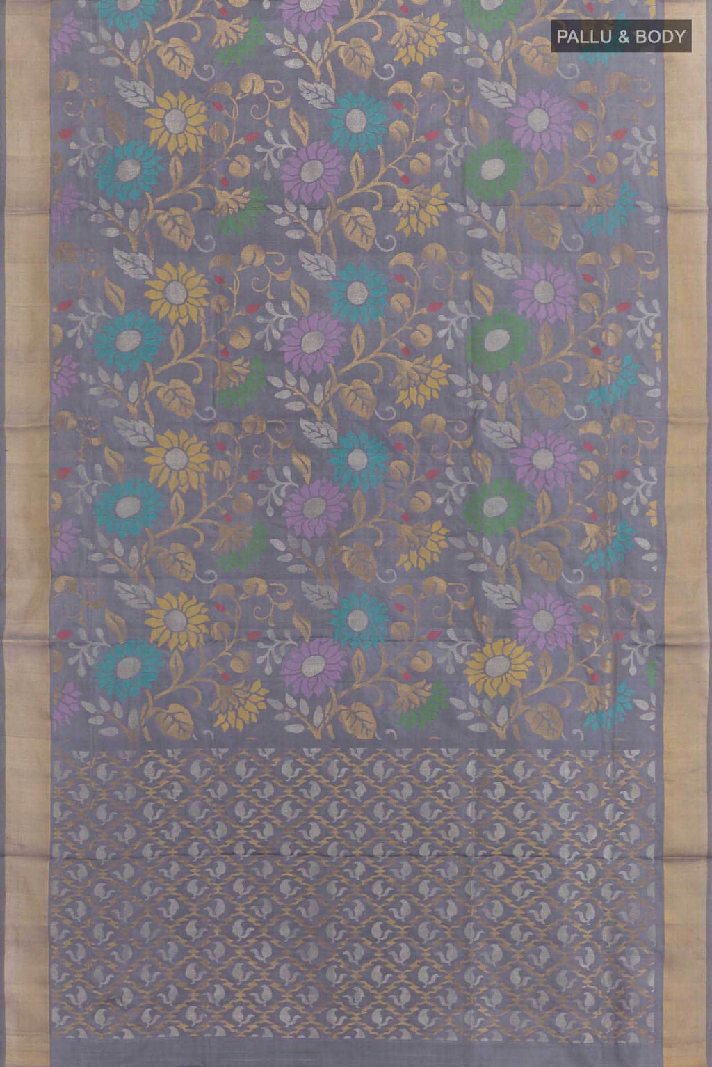 Grey Uppada Silk Saree