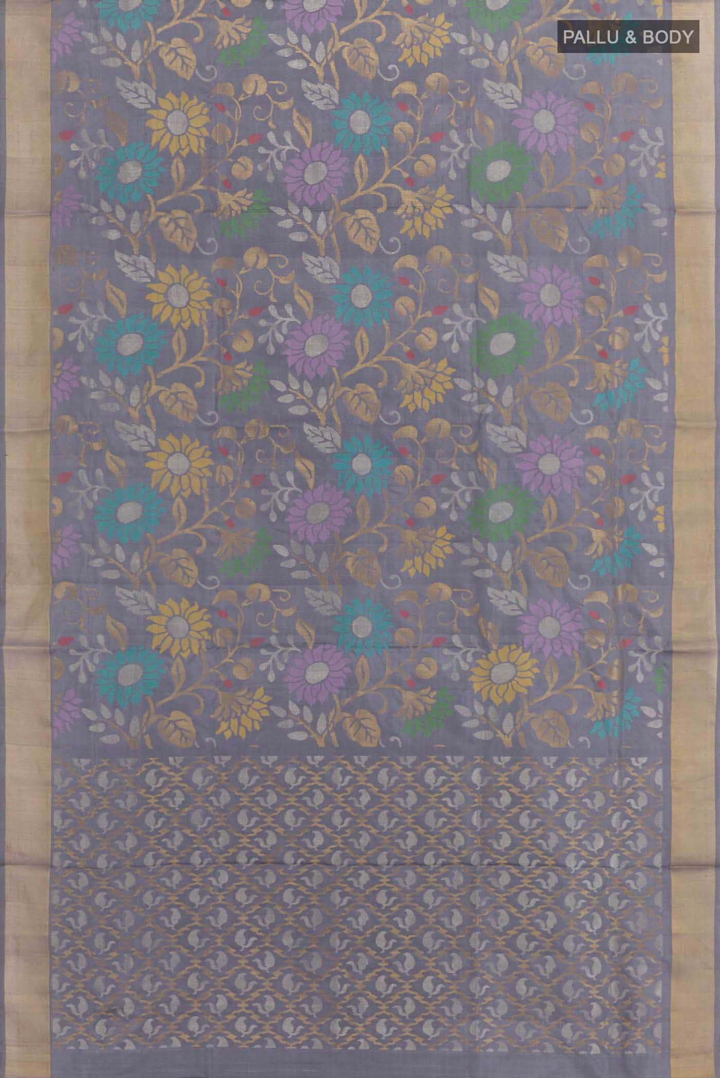 Grey Uppada Silk Saree
