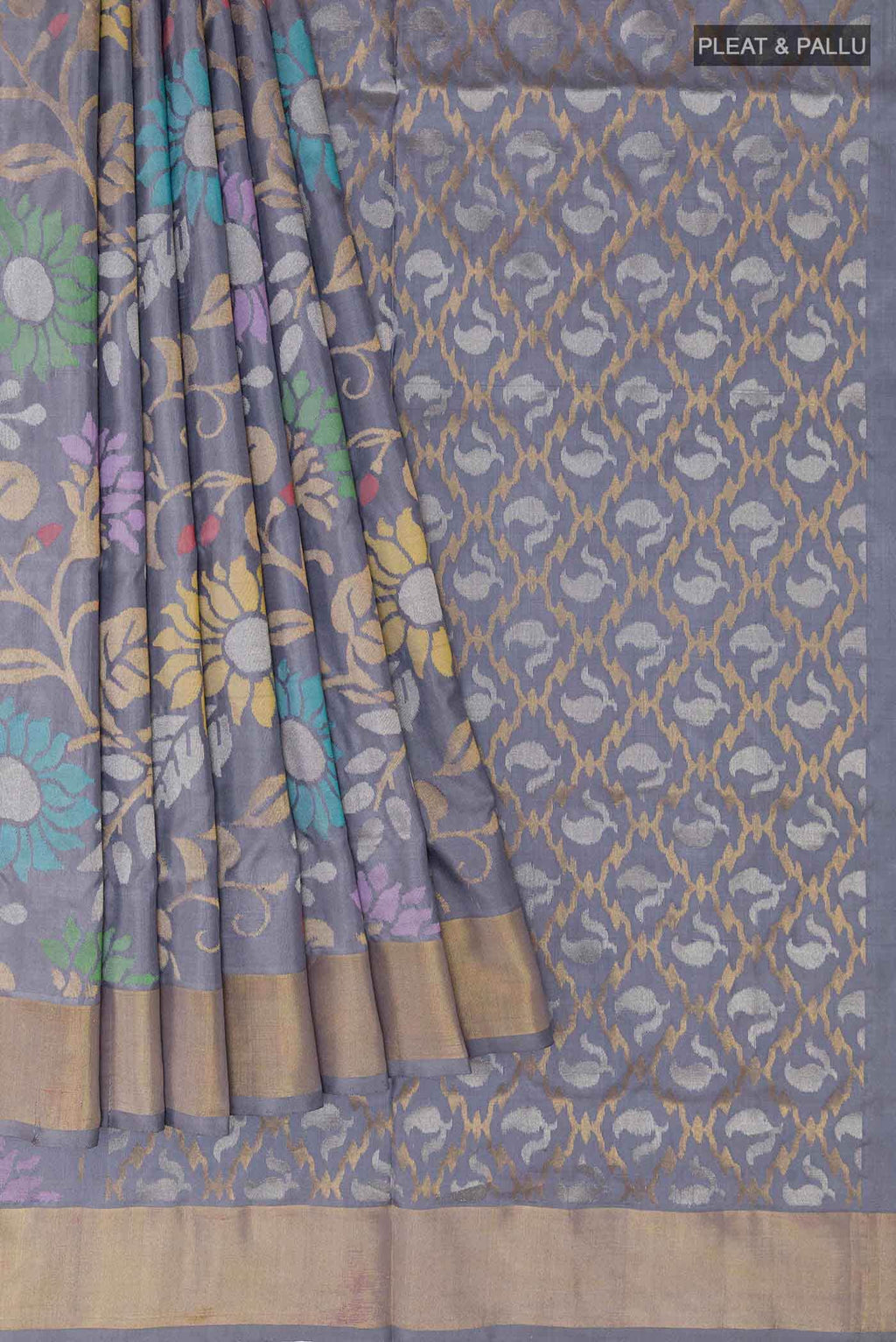 Grey Uppada Silk Saree