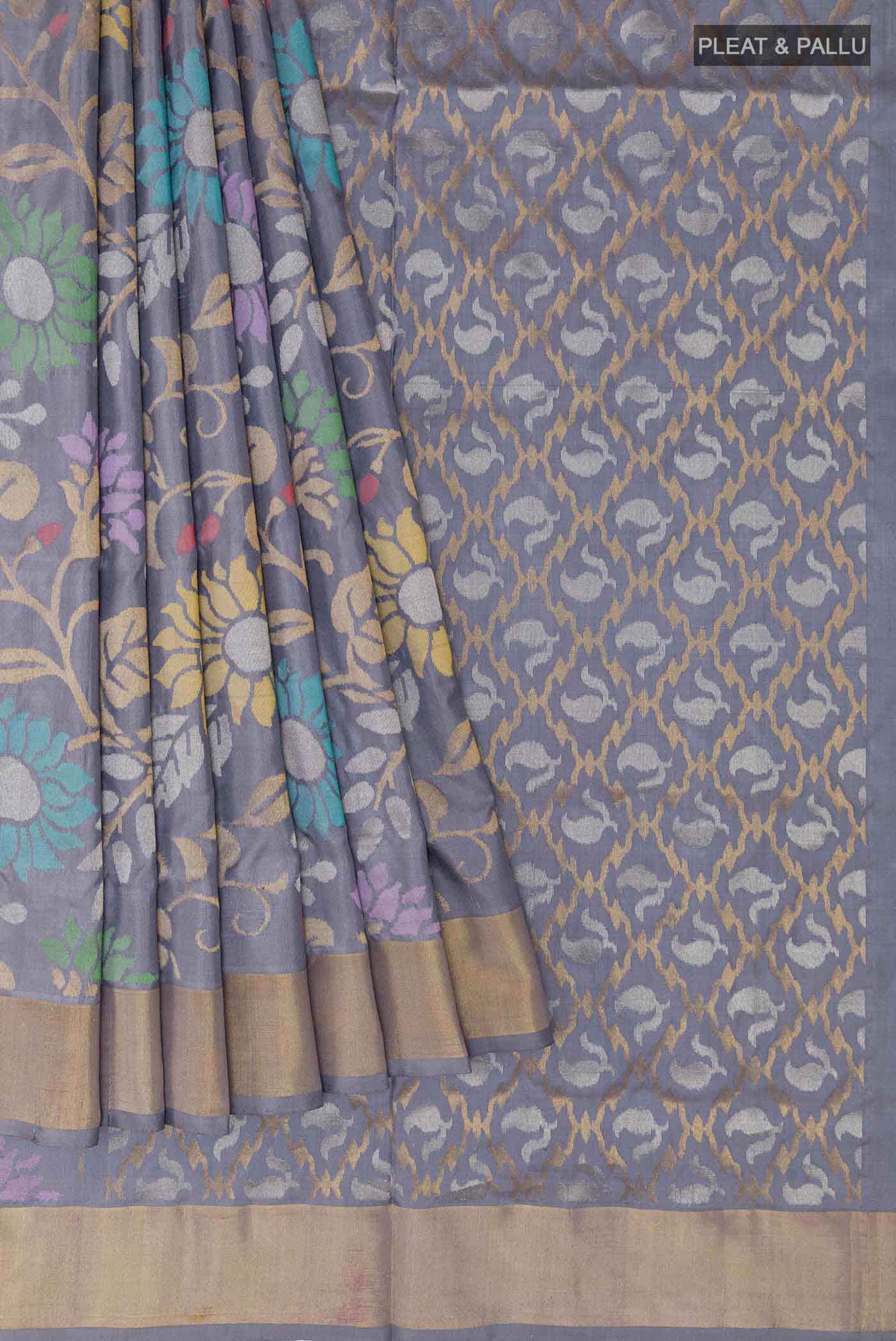 Grey Uppada Silk Saree
