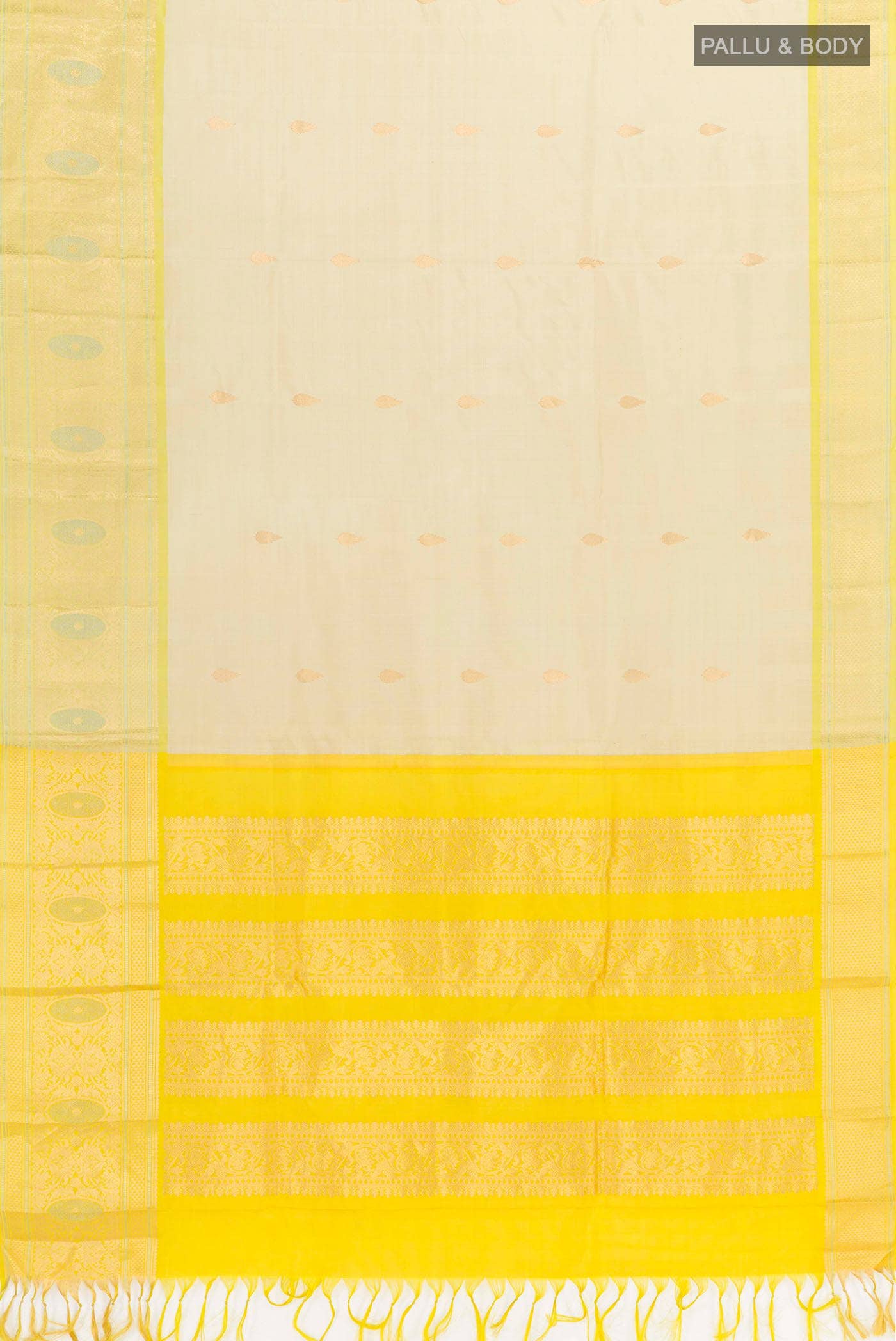 Beige Blended Kora Cotton Saree