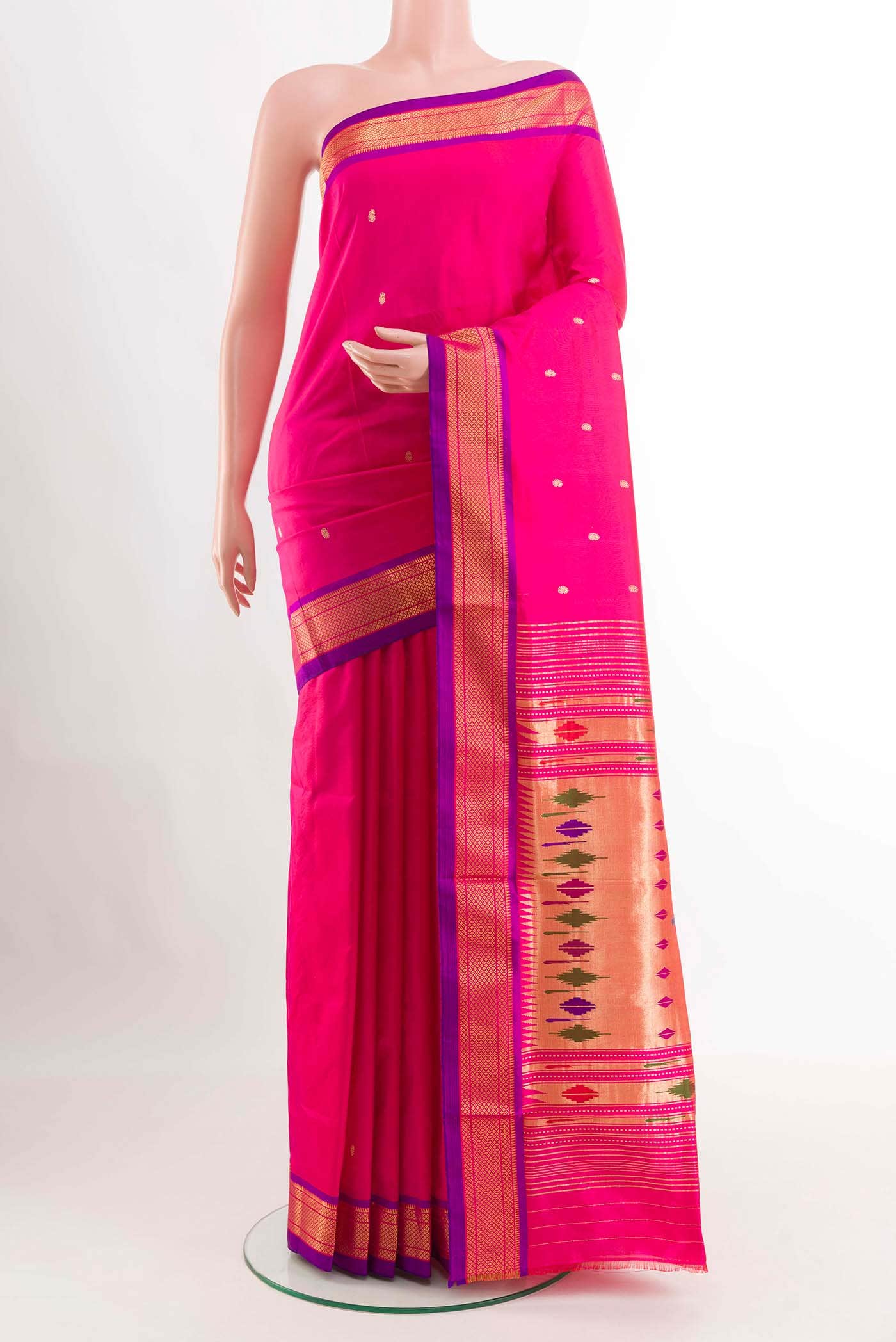 Pink Dual Tone Paithani Silk Saree