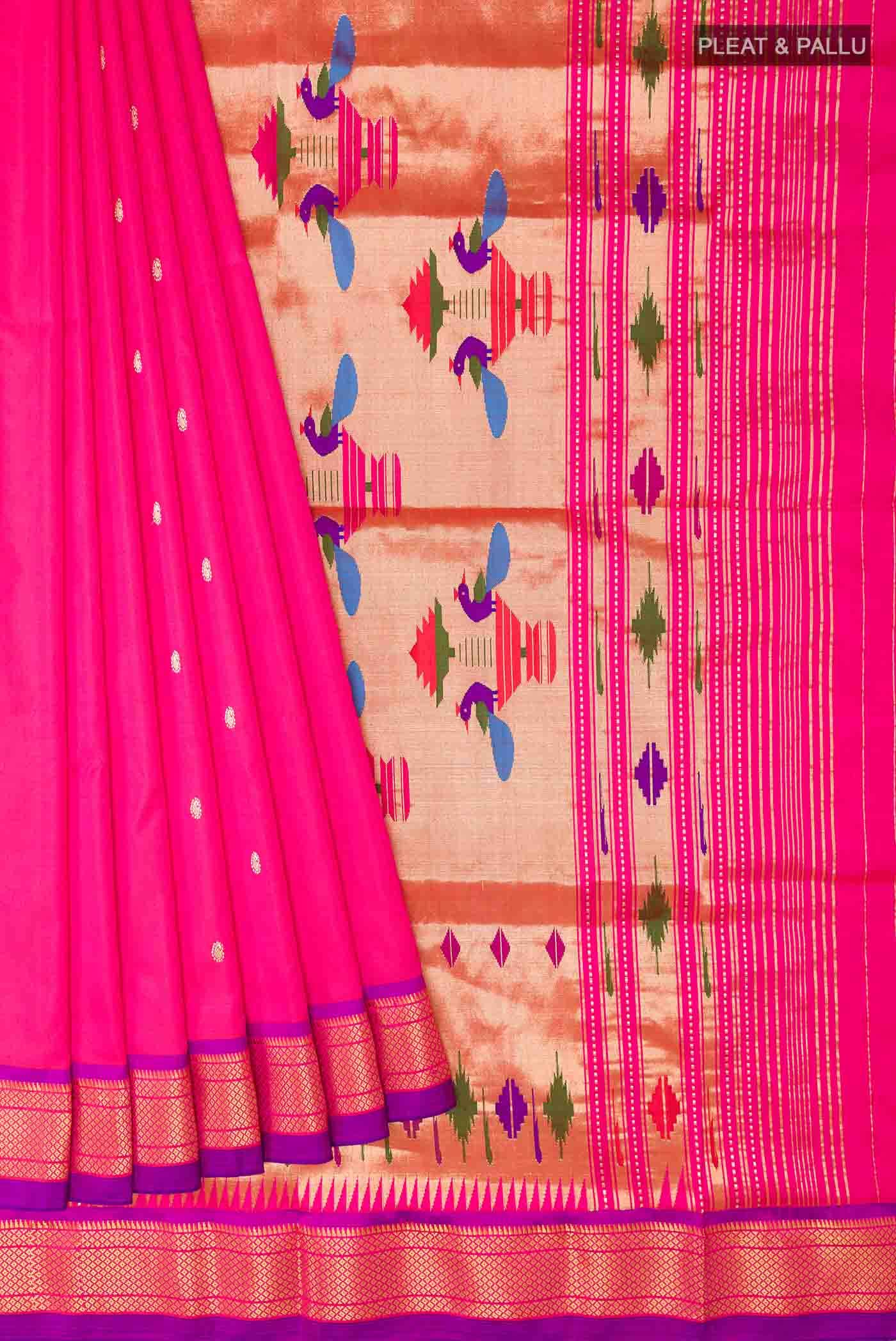 Pink Dual Tone Paithani Silk Saree