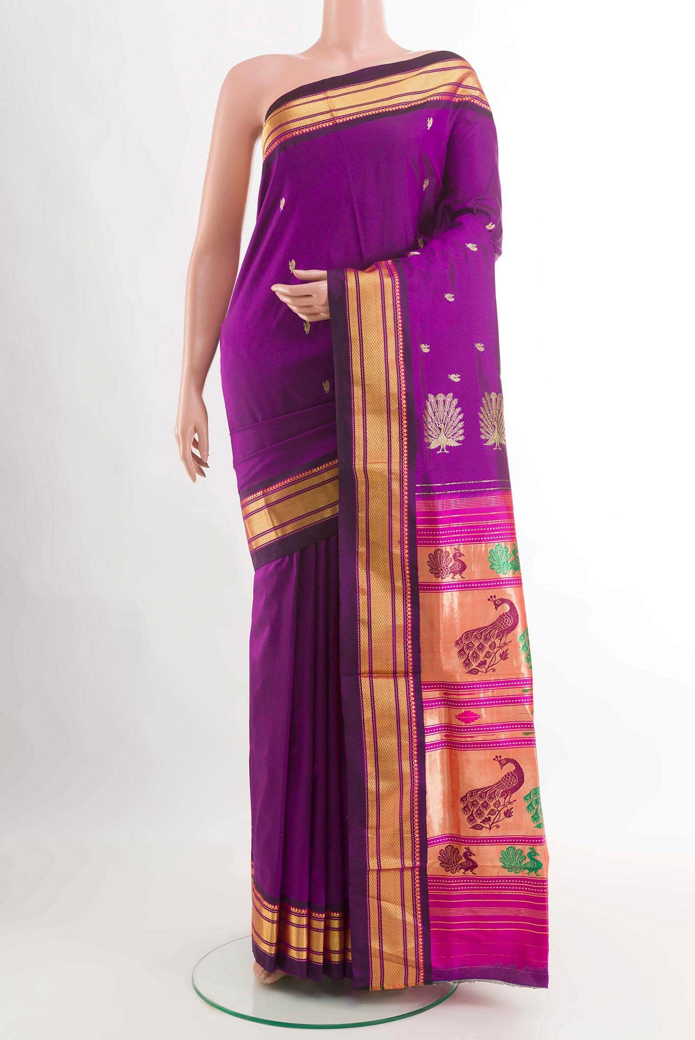 Purple Dual Tone Paithani Silk Saree